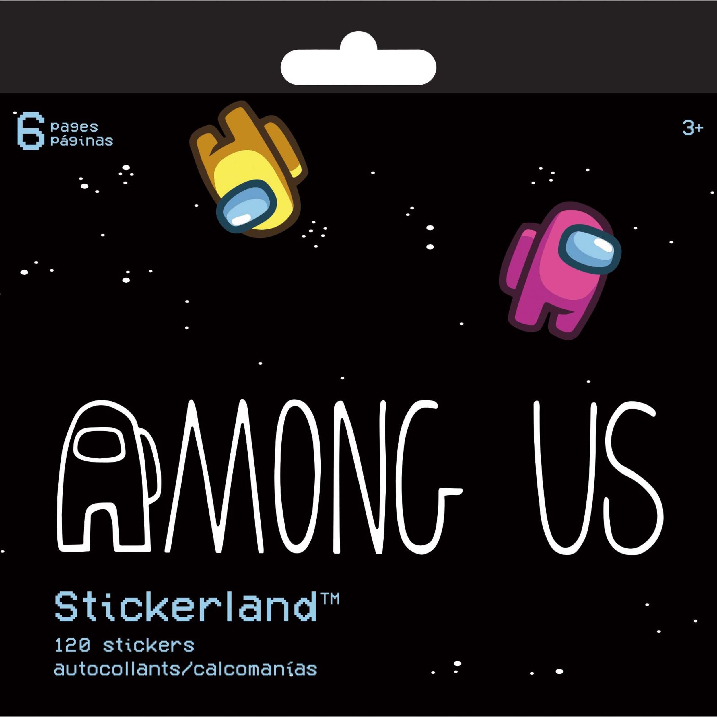 Among Us Mini Stickerland Sticker Pack, Multi-Coloured, 6 Sheets, 120-pk, for Arts & Crafts/Birthday Favour Front_Flat