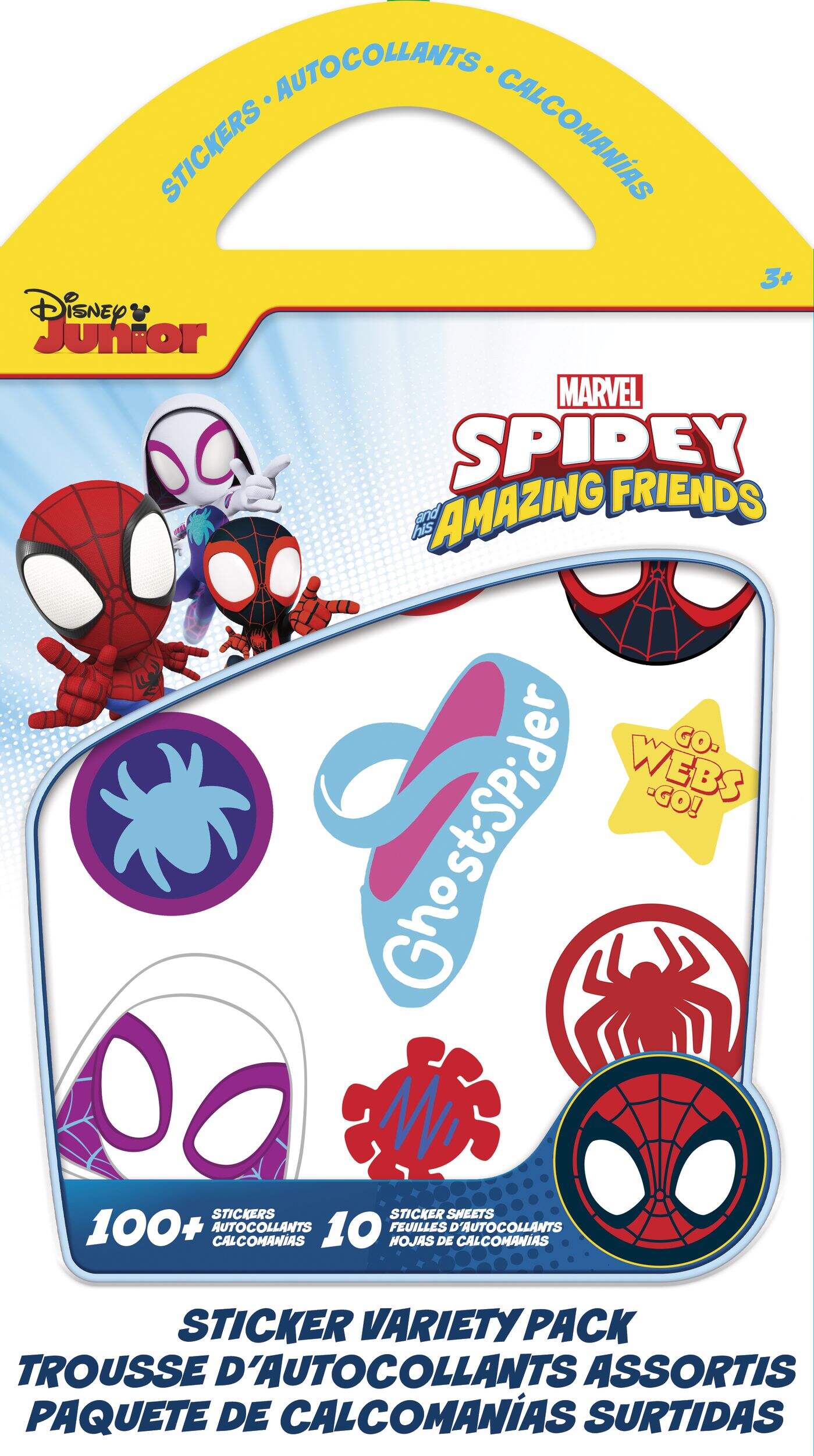 Disney Marvel Spidey & His Amazing Friends  Sticker Variety Pack, Multi-Coloured, 10 Sheets, 100-pk, for Arts & Crafts/Birthday Favour Front_Flat