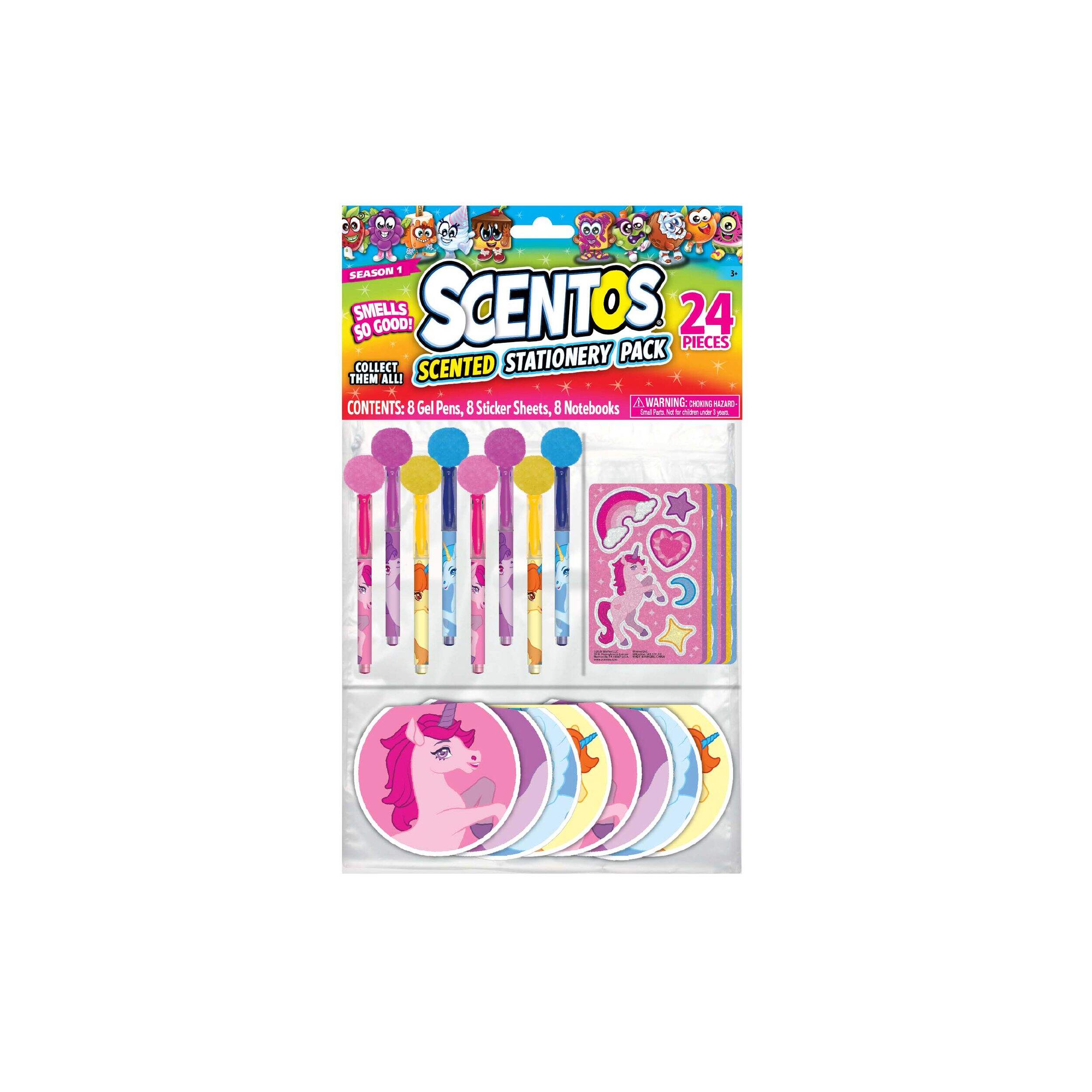 Unicorn Scented Stationary Pack with Pens, Stickers & Notebooks, Multi-Coloured, 24-pk, for Arts & Crafts/Birthday Favour Front_Flat