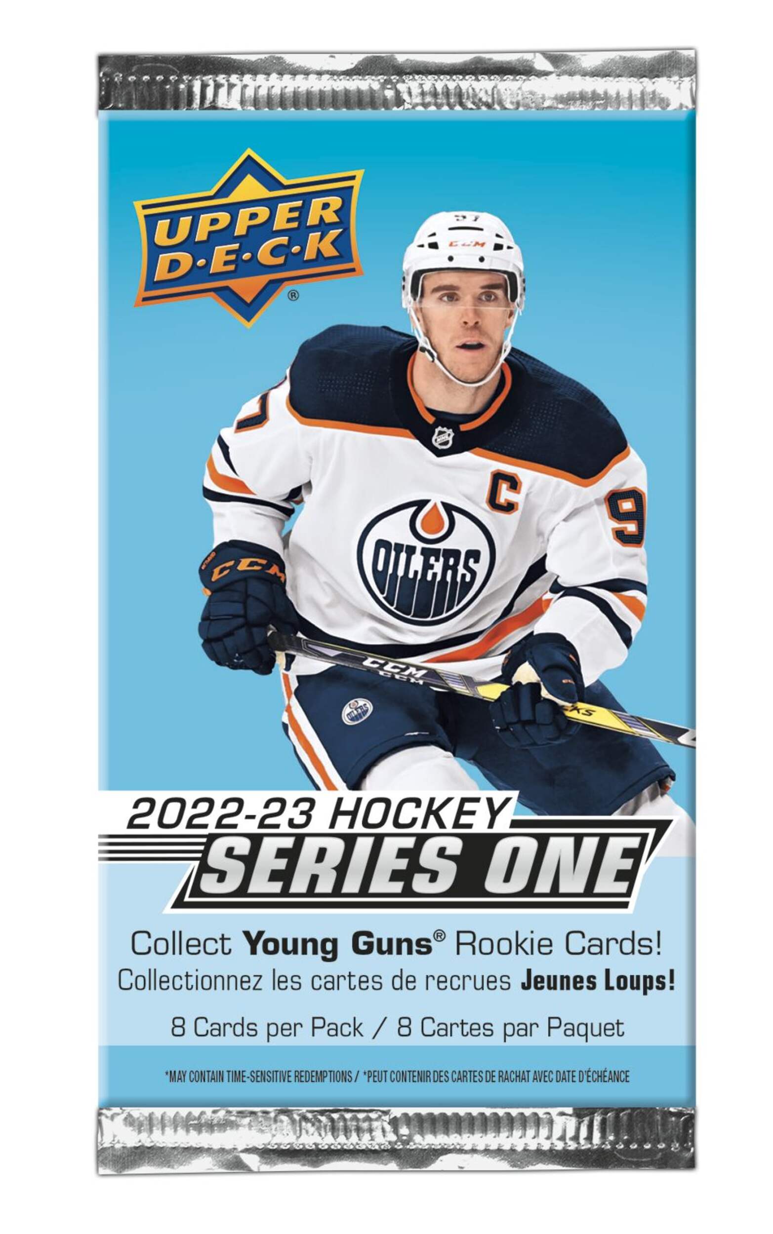2023 Upper Deck Hockey Series 1 Retail Gravity Feed Cards, Blue, 8-pk, for Birthday/Sports/Party Favour Front_Flat
