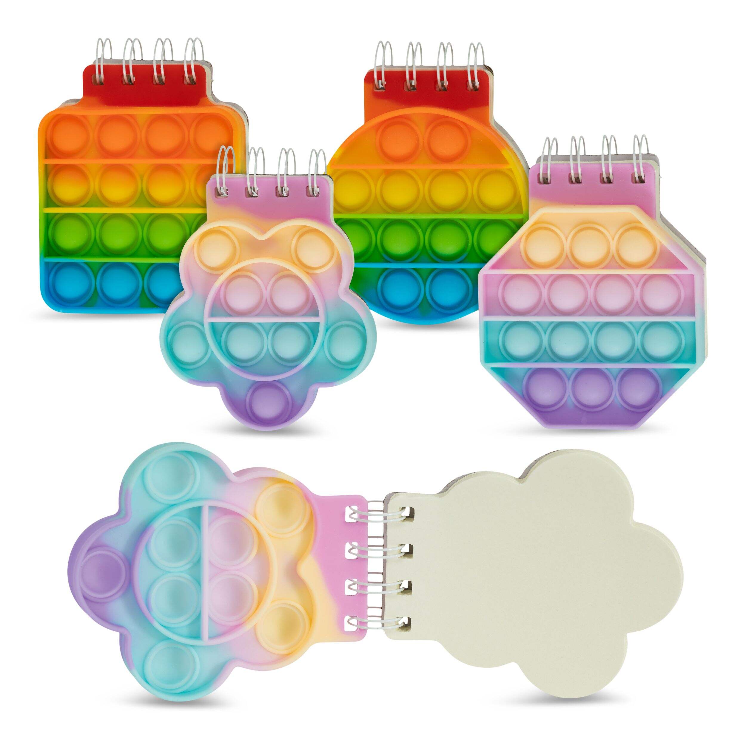 Fidget Pop It Mini Spiral Notebook Favours, Multi-Coloured, for Sensory Play Birthday Party Composite_or_Mixed