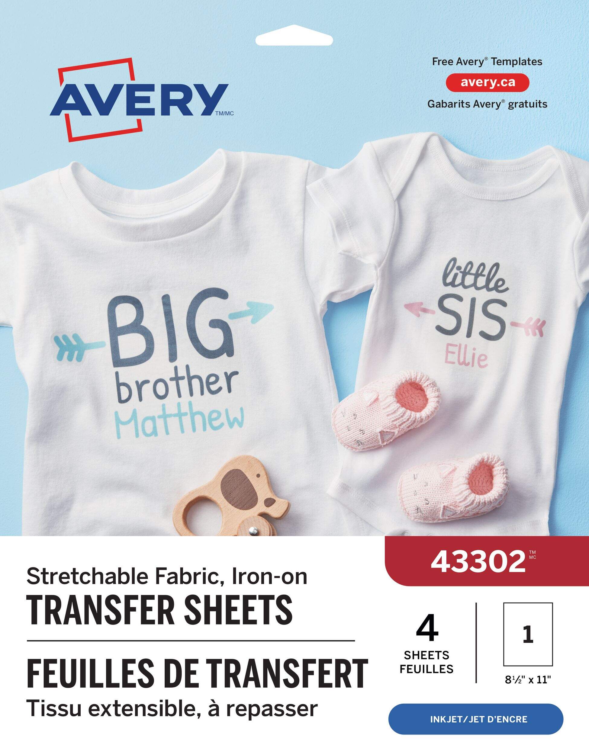 Fabric Transfer for Stretch, 4-pk, for Arts & Crafts/Birthday Favour, Customizable Fabric Transfer Sheets Front_Flat