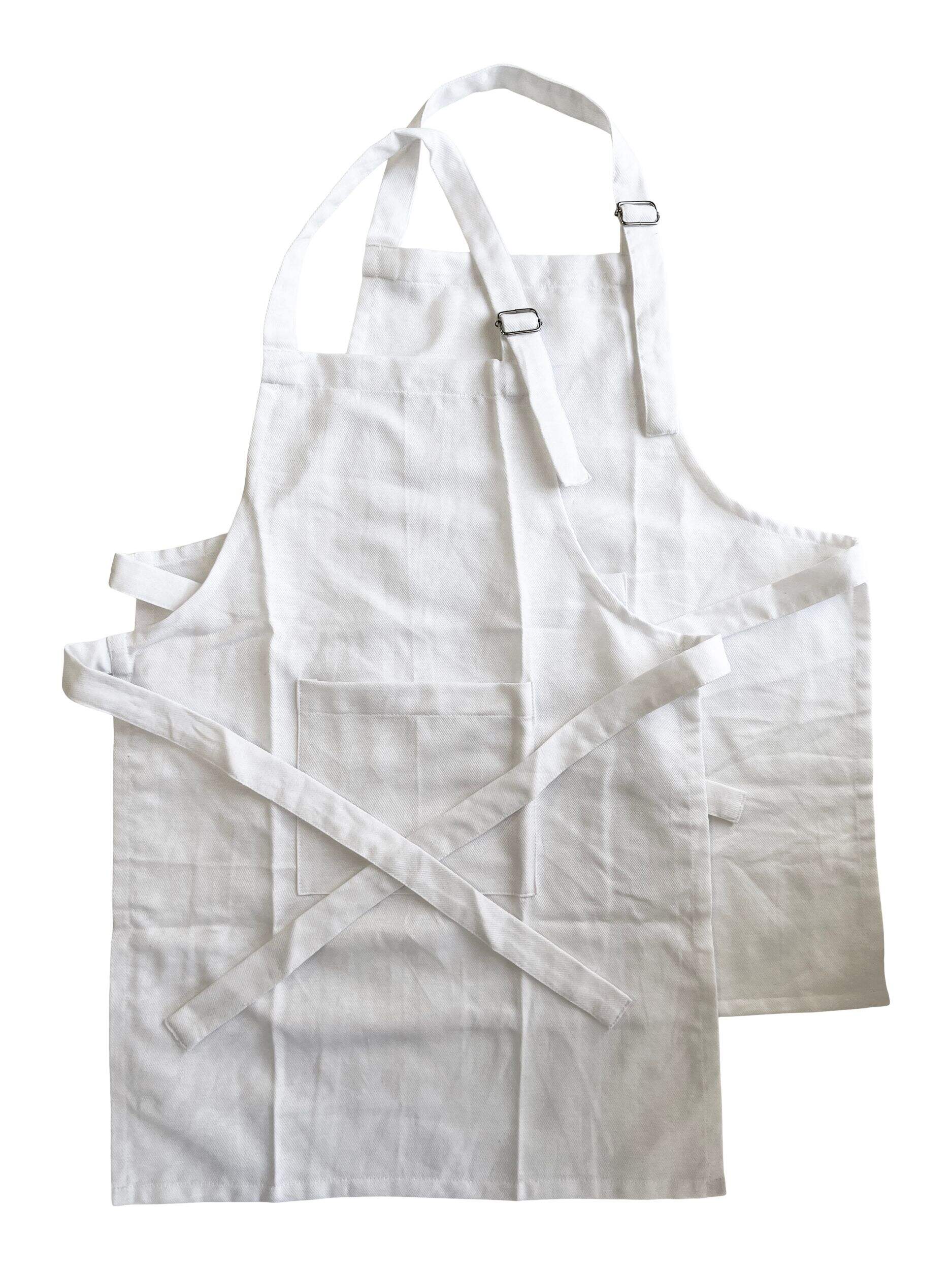 Kids Wearable Apron, White, One Size, 2-pk, for Birthday Party Front_Flat