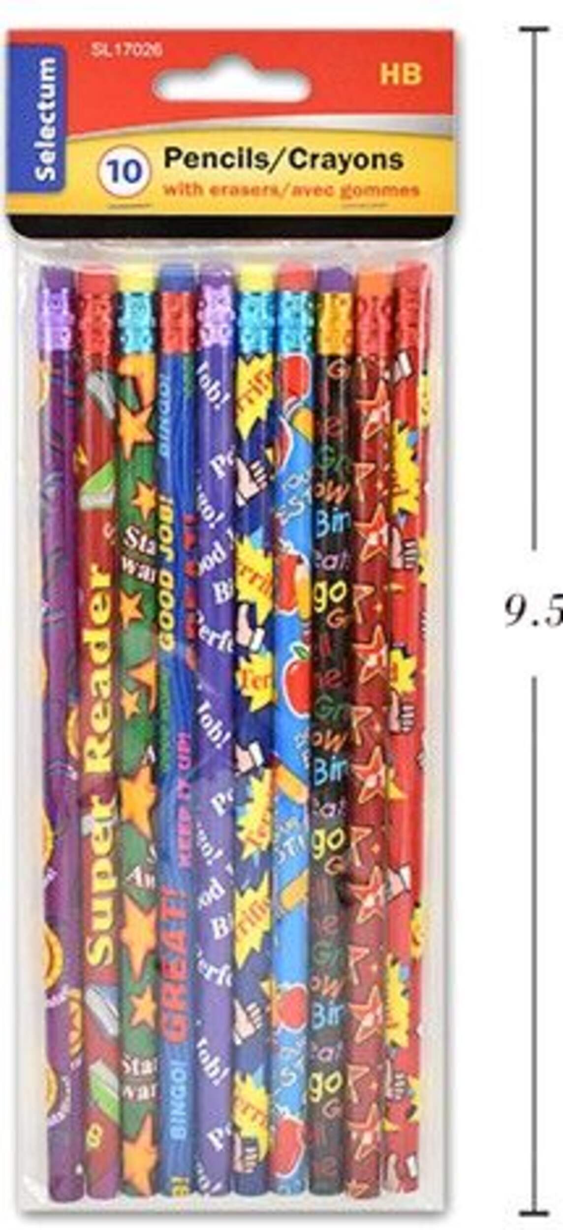 Emoji Reward Pencils with Eraser Tops, 10-pk Front_Flat