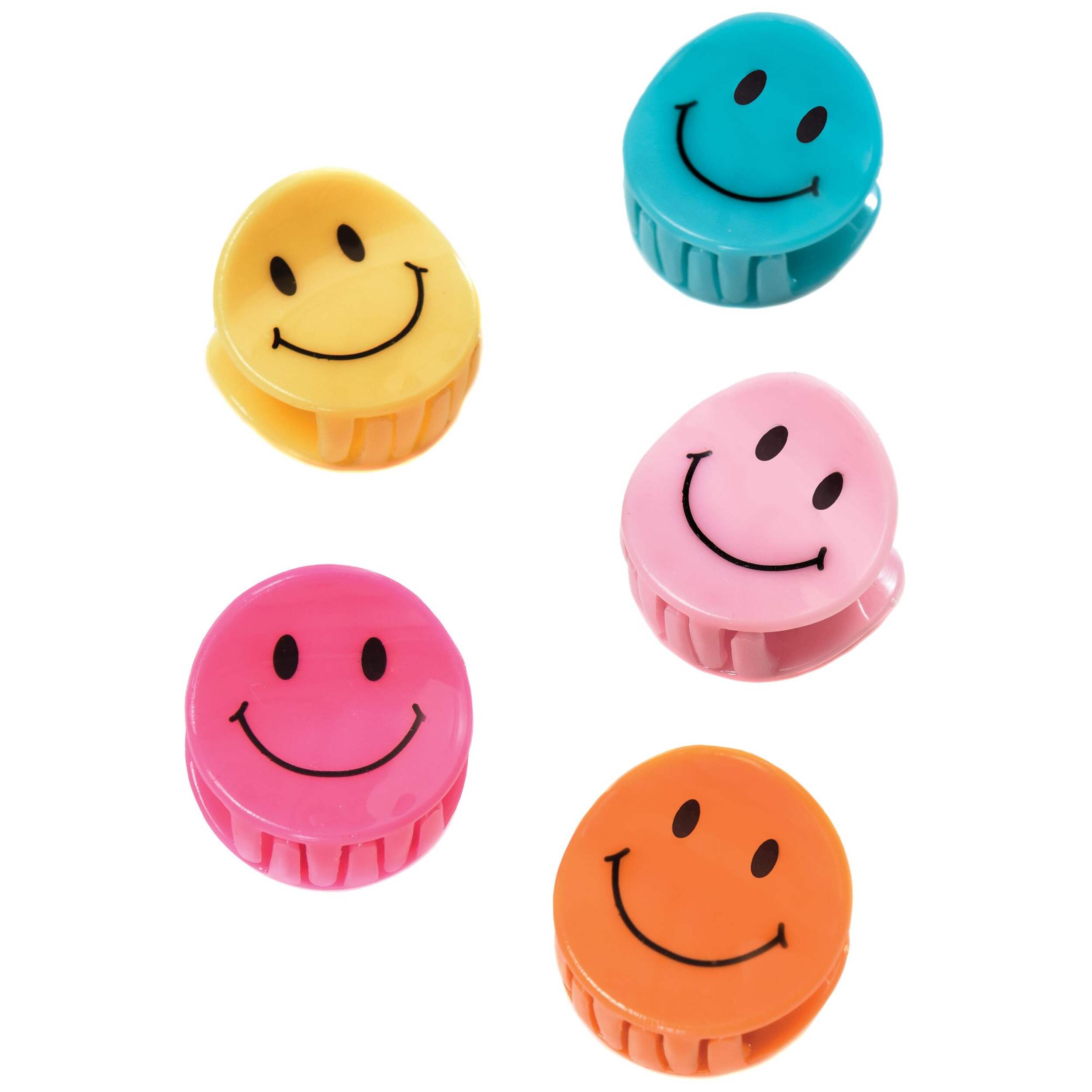 Smiley Face Hairclips, 6-ct Overhead_Flat