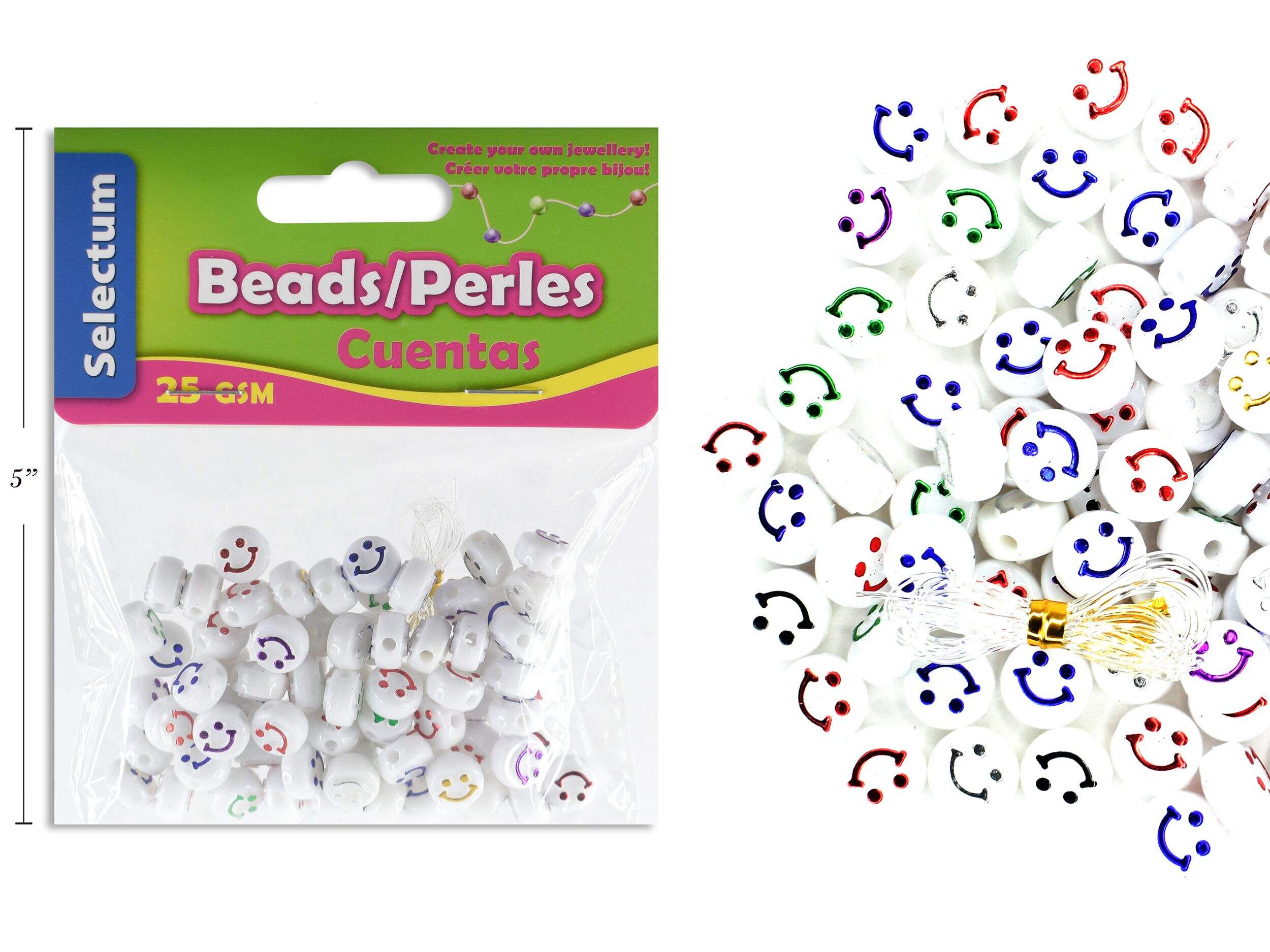 Happy Face Plastic Beads for Bracelets Composite_or_Mixed