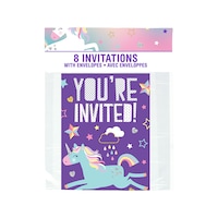 Invitations de fête à thème de licorne avec enveloppes, paq. 8