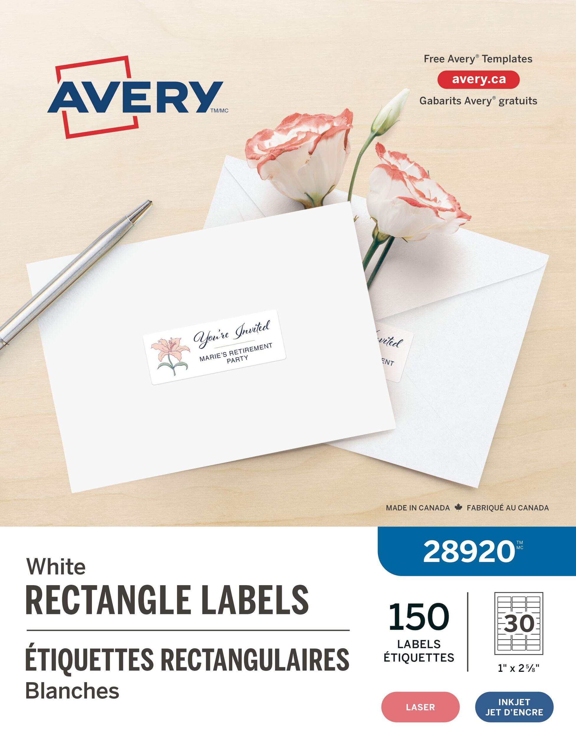 Avery® White Rectangle Address Labels with Easy Peel® | Party City