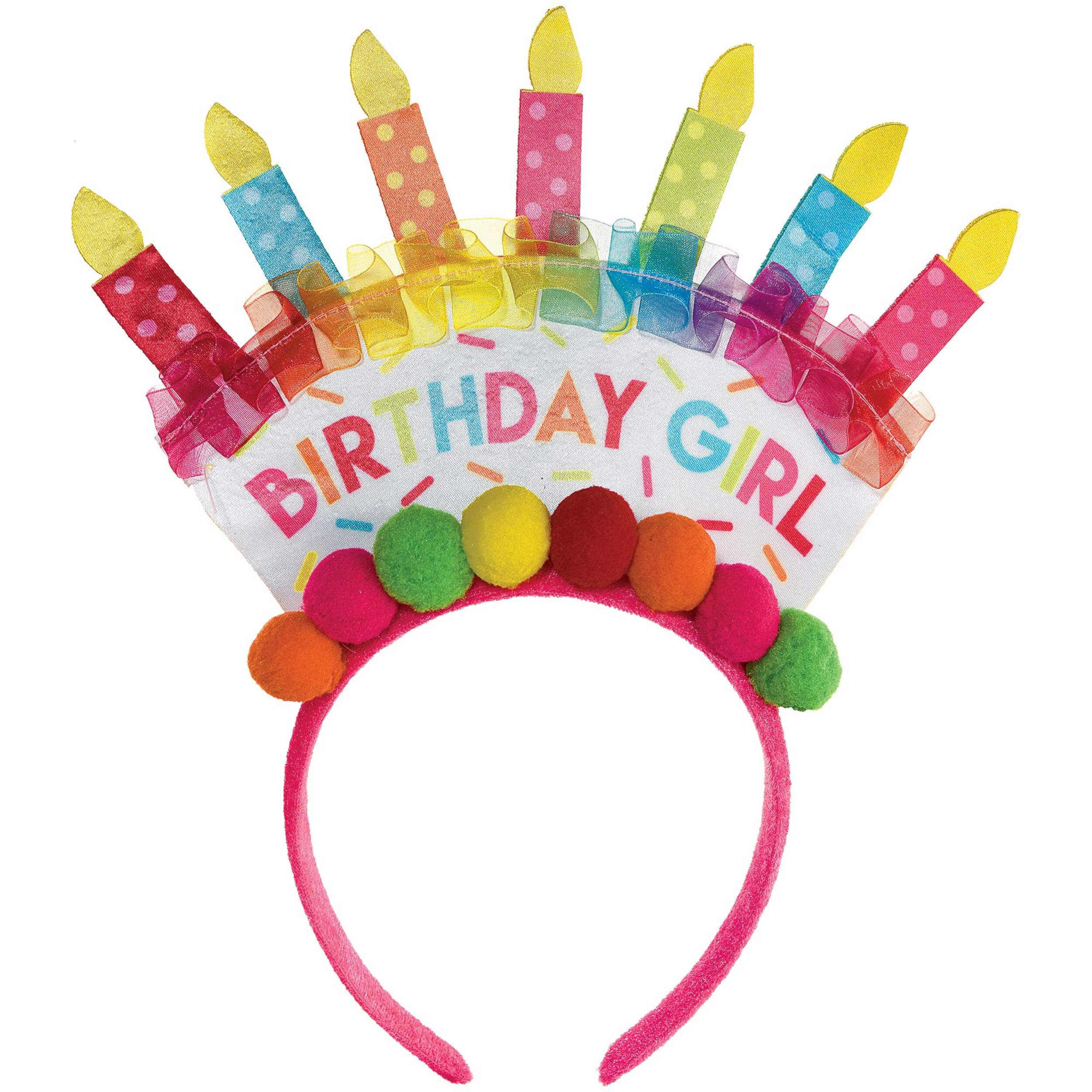 "Birthday Girl" Birthday Cake Headband, Multi-Coloured, One Size, for Birthday Party Front_Flat