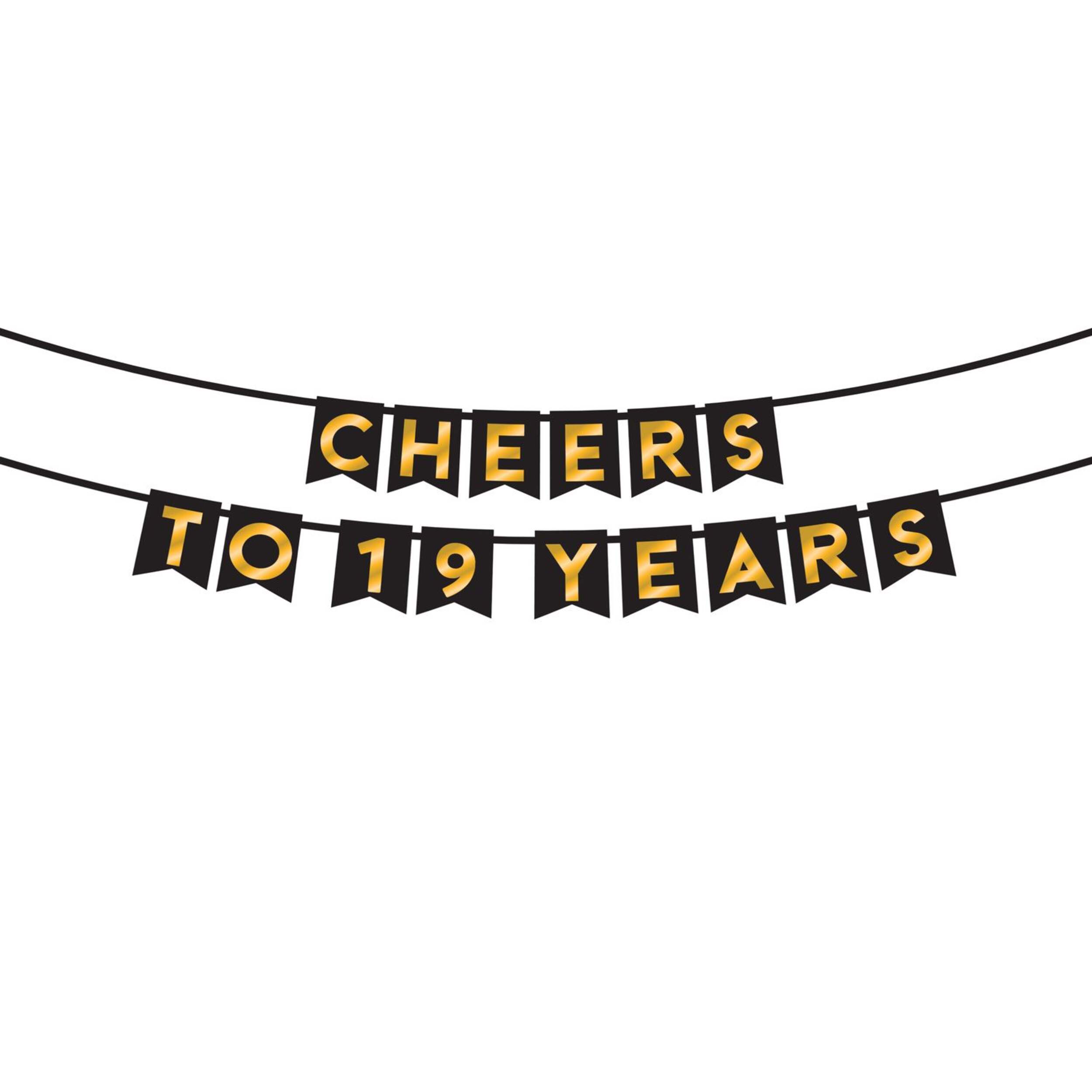 Cheers to 19 Years Banner for Birthday/Party/Anniversary/Special Occasions Front_Flat