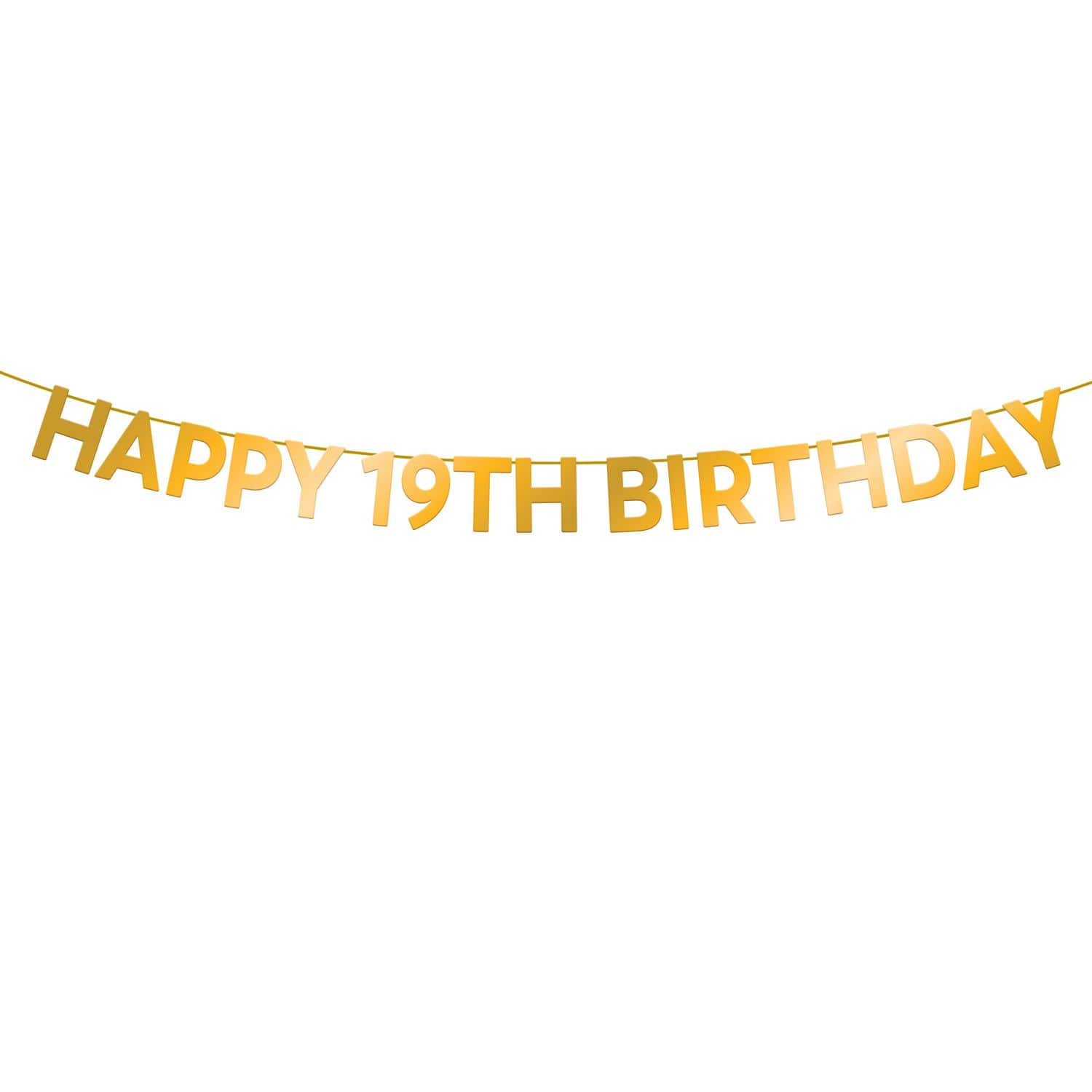 Gold Happy 19th Birthday Decorating Banner | Party City