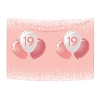 Rose 19th Balloon Backdrop for Birthday/Party/Anniversary/Special Occasions Front_Flat