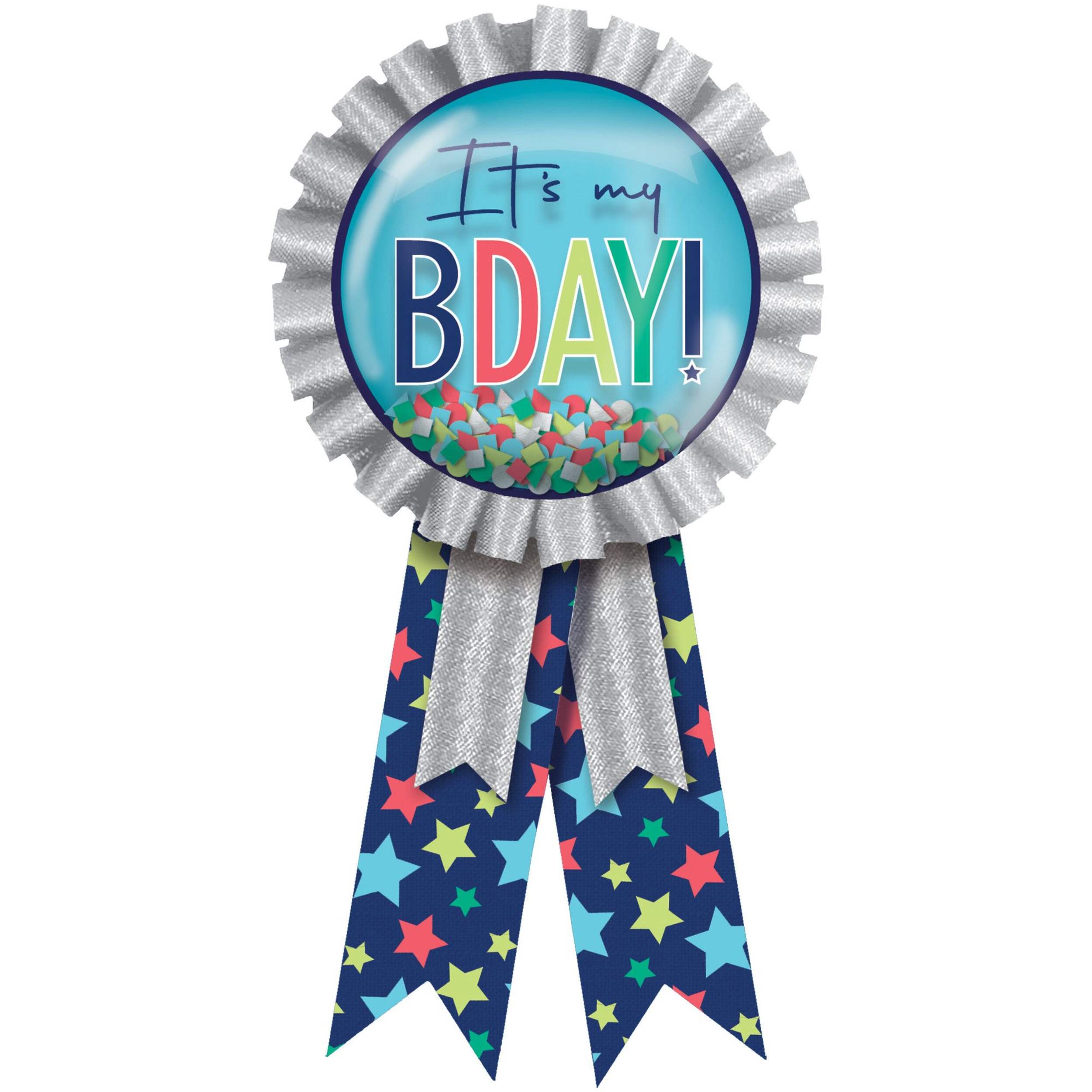 Modern It's My Birthday Confetti Award Ribbon Front_Flat