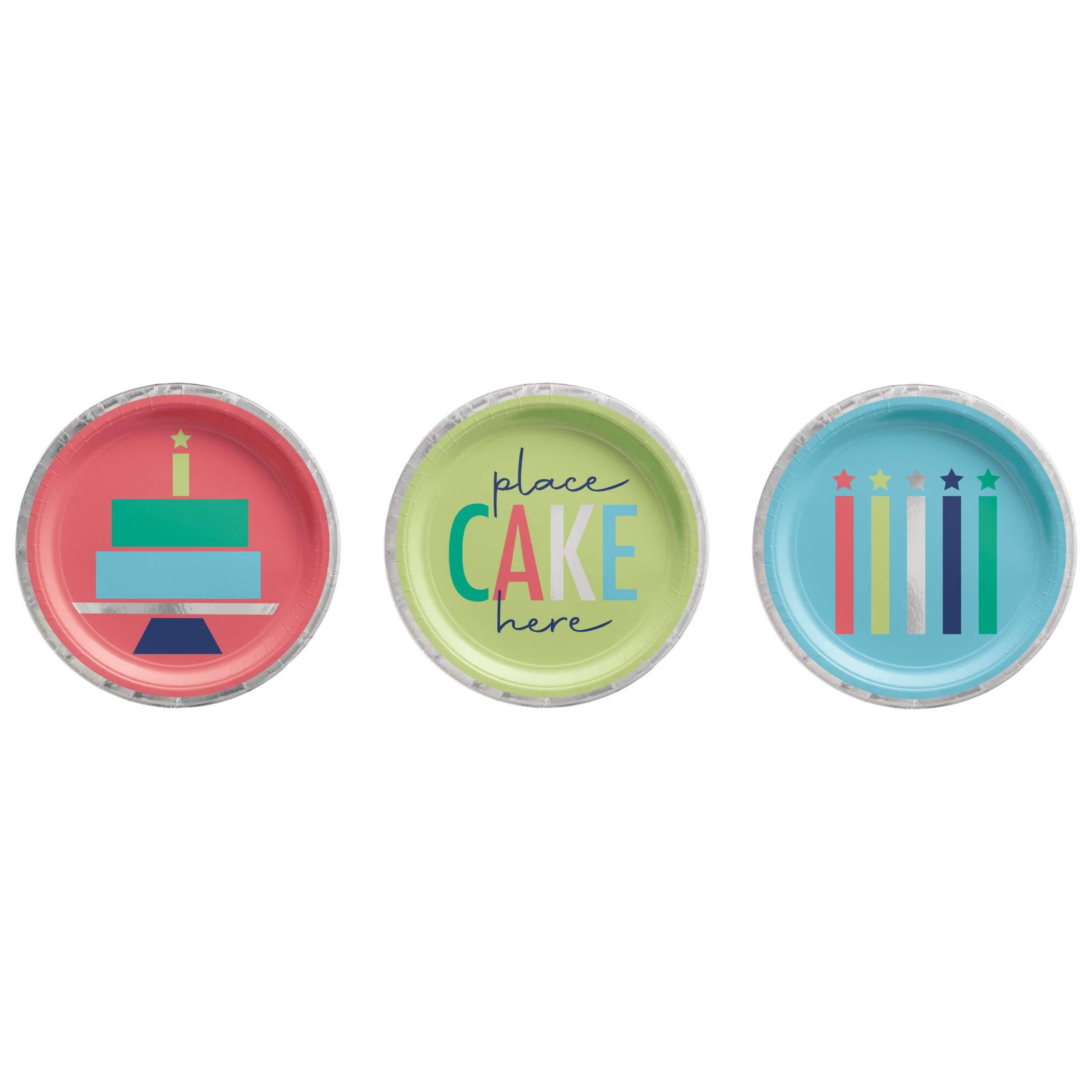 Modern Birthday Message Disposable Dinner Plates, 7-in, 8-pk, For Birthday Party Overhead_Flat