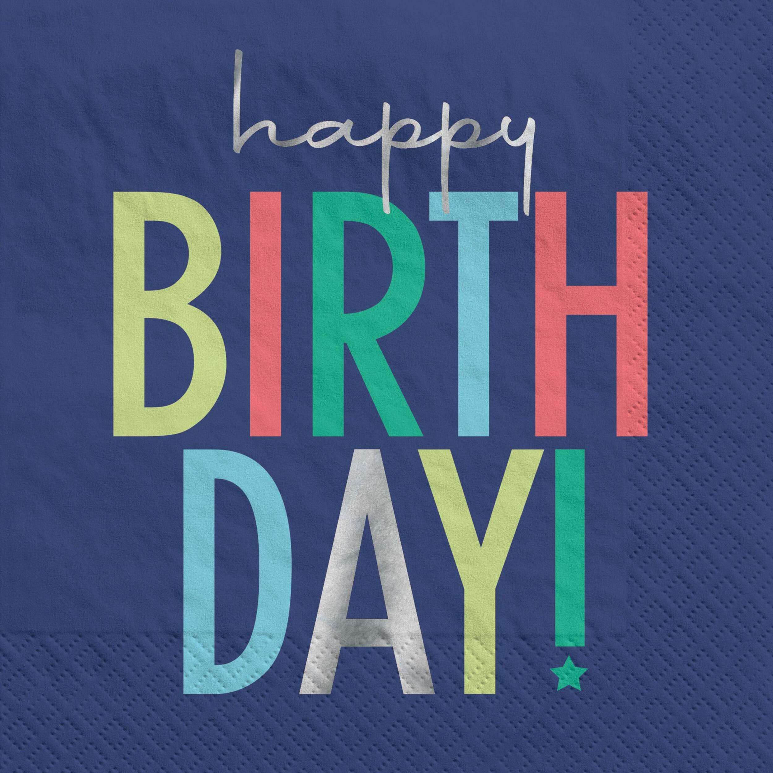 Modern Happy Birthday 2-Ply Paper Lunch Napkins, 6.5-in, 16-pk Front_Flat