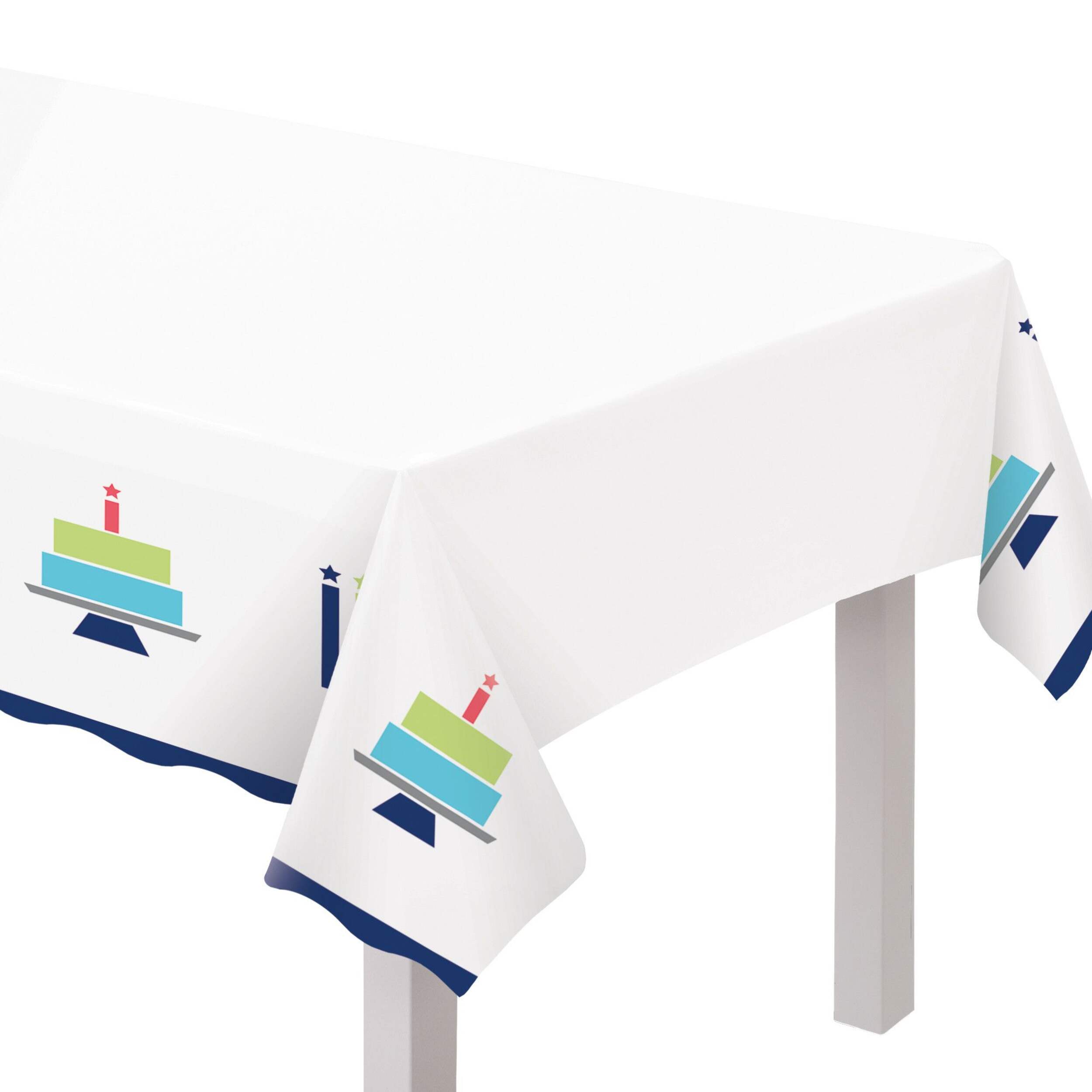 Nappe en plastique réutilisable gâteau de fête moderne pour usage intérieur/extérieur, 54 x 102 po CloseUp