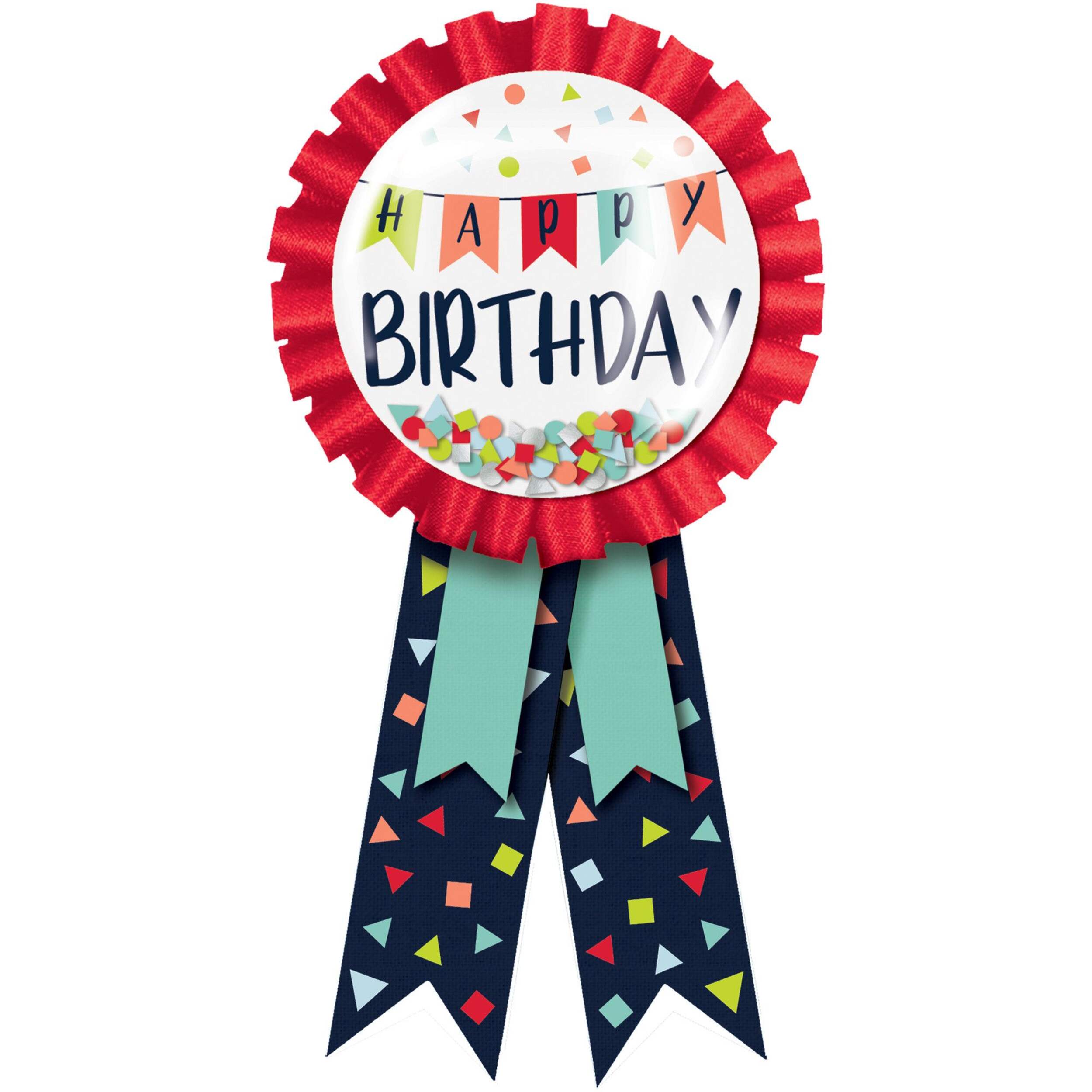 Happy Birthday Confetti Award Ribbon, 5.5-in Front_Flat