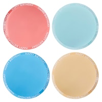 Bright Pastel Solid Multi-Colour "Happy Birthday" Rim Plates, 9.5-in, 8-pk Overhead_Flat