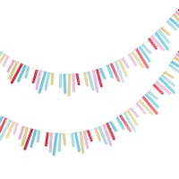 Bright Pastel Multi-Colour Card Sticks Banner for Birthday/Party CloseUp