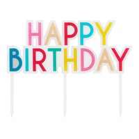 Bright Pastel Bright Happy Birthday Cake Topper, Multi-Colour Front_Flat