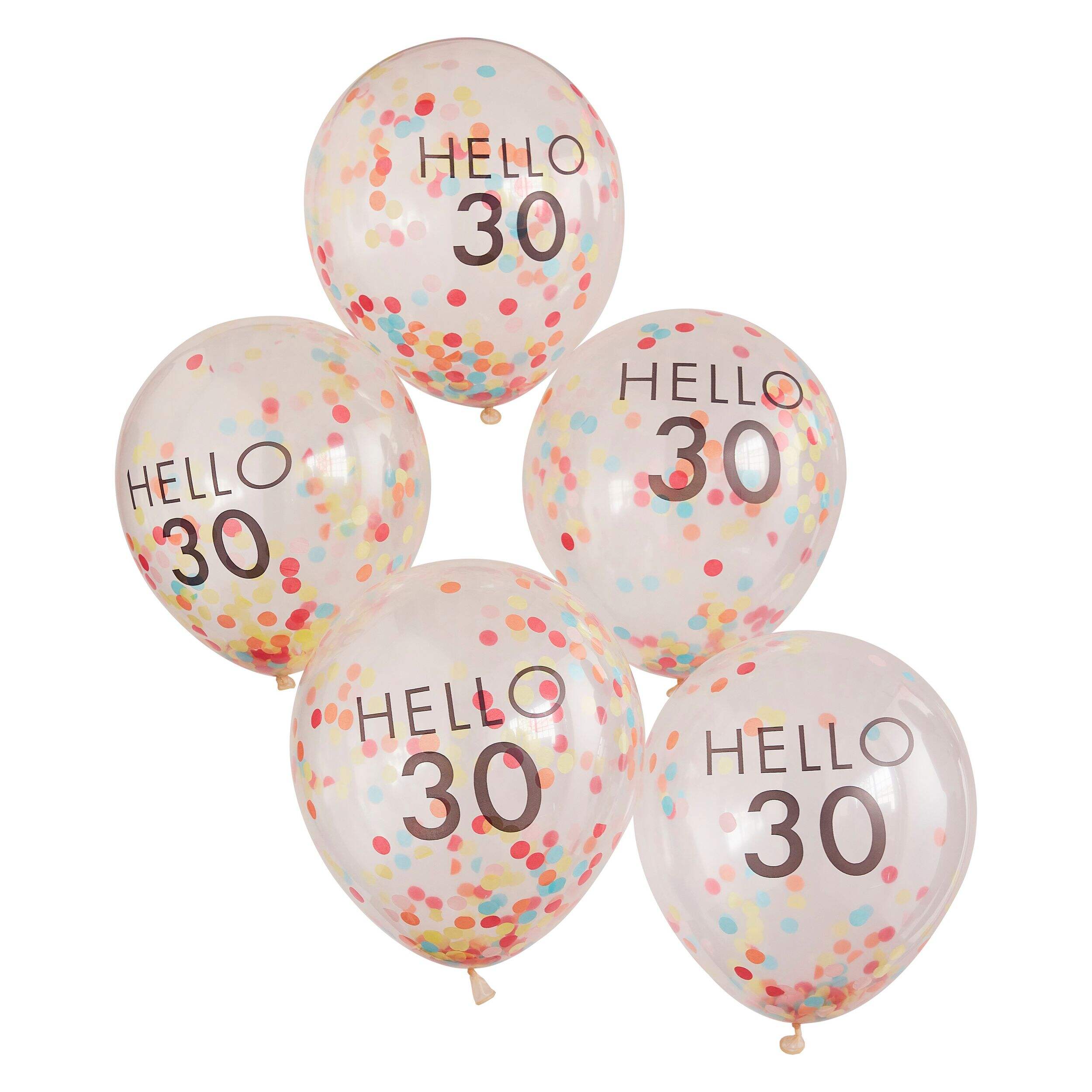 Bright Pastel Bright Hello 30 Milestone Balloons, Pink Gold, 12-in, 5-pk Front_Flat