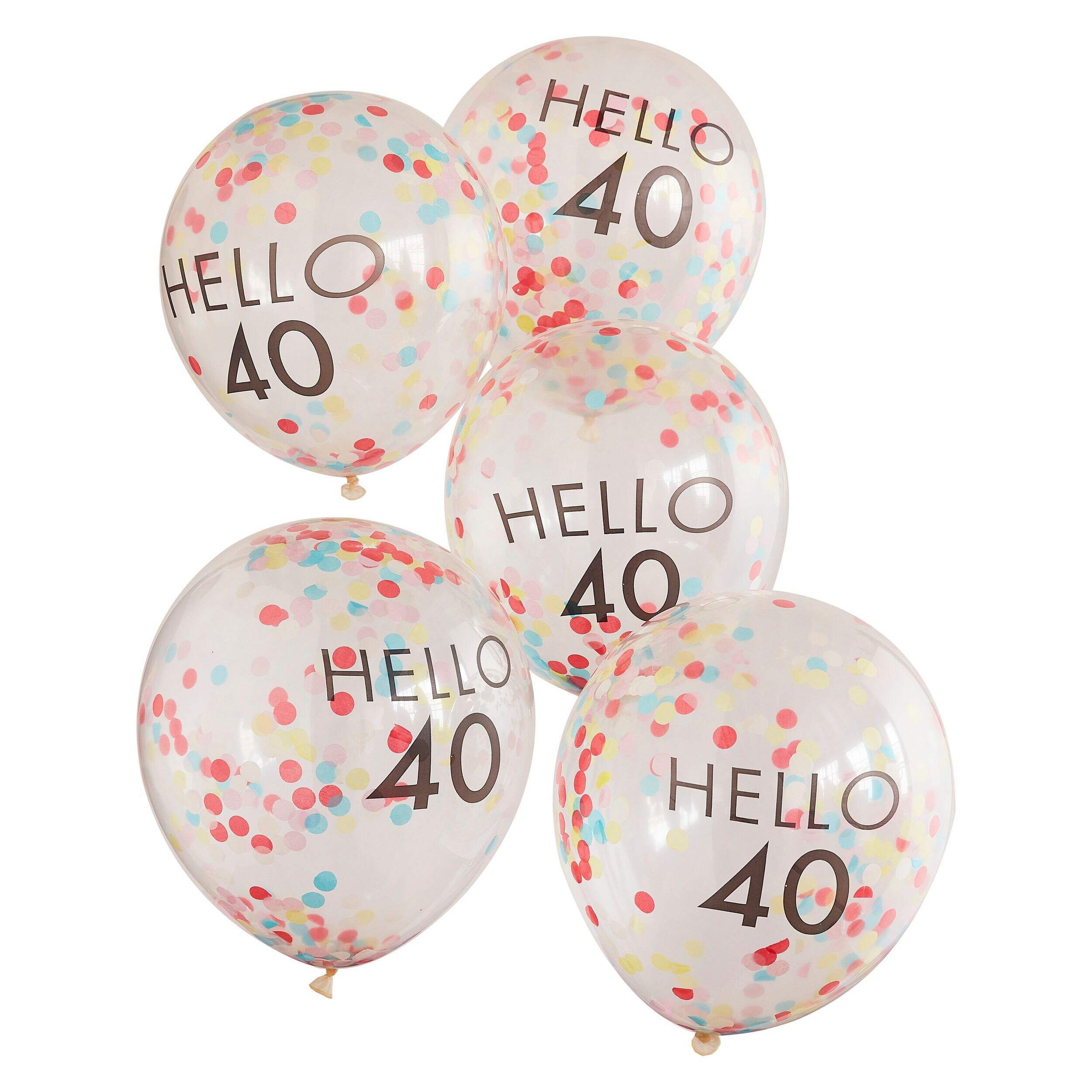 Bright Pastel Hello 40 Milestone Balloons, Pink Gold, 12-in, 5-pk Composite_or_Mixed