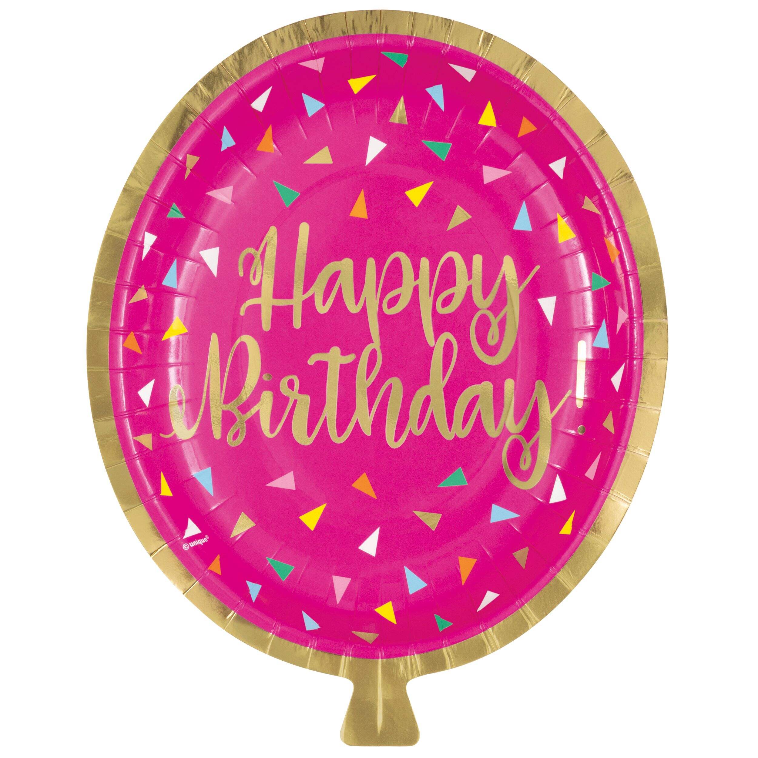 Bright Balloon-Shaped Foil Stamped Disposable Party Plates, 8.25-in, 8-pk Front_Flat