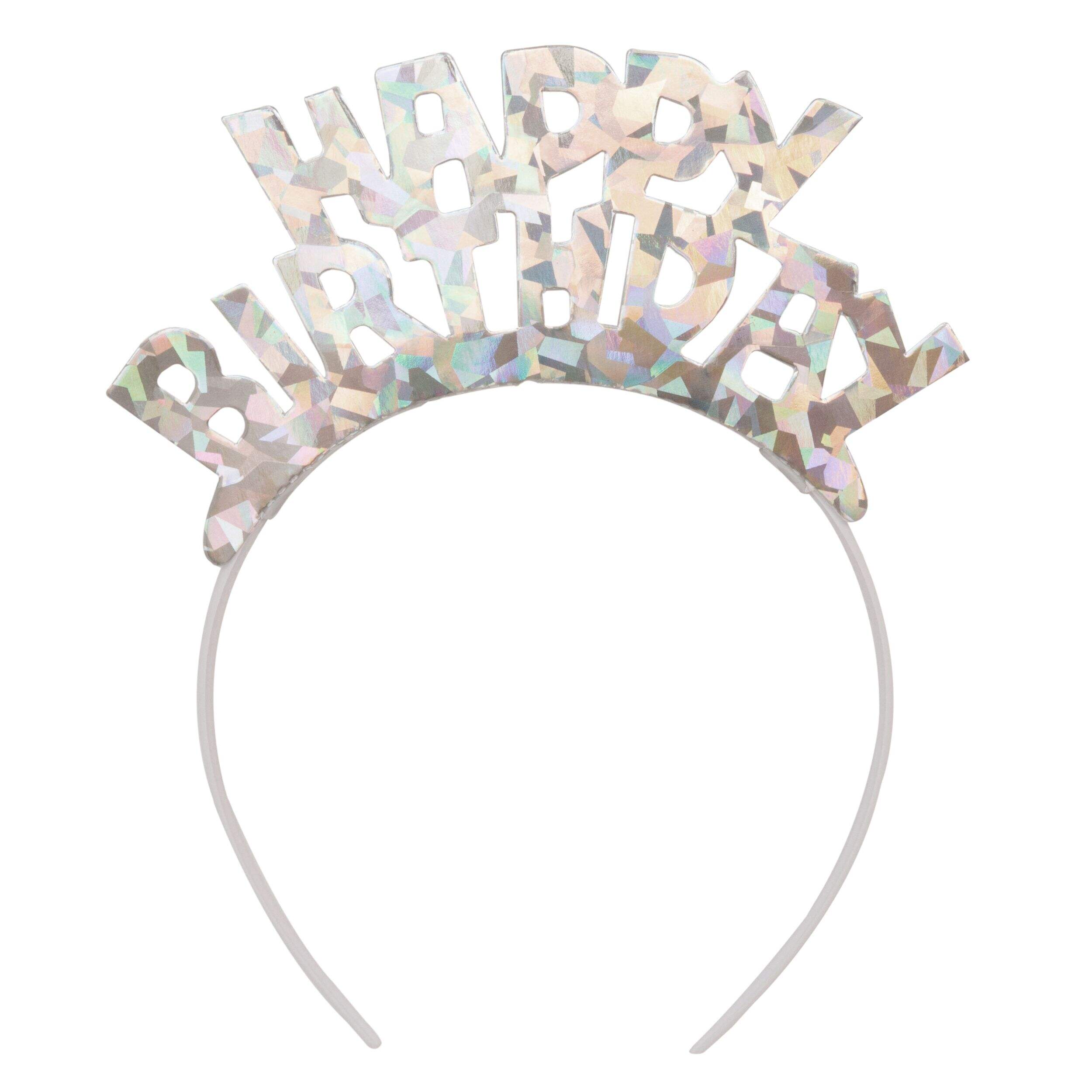 Prismatic Happy Birthday Tiara, One Size Fits Most Front_Flat
