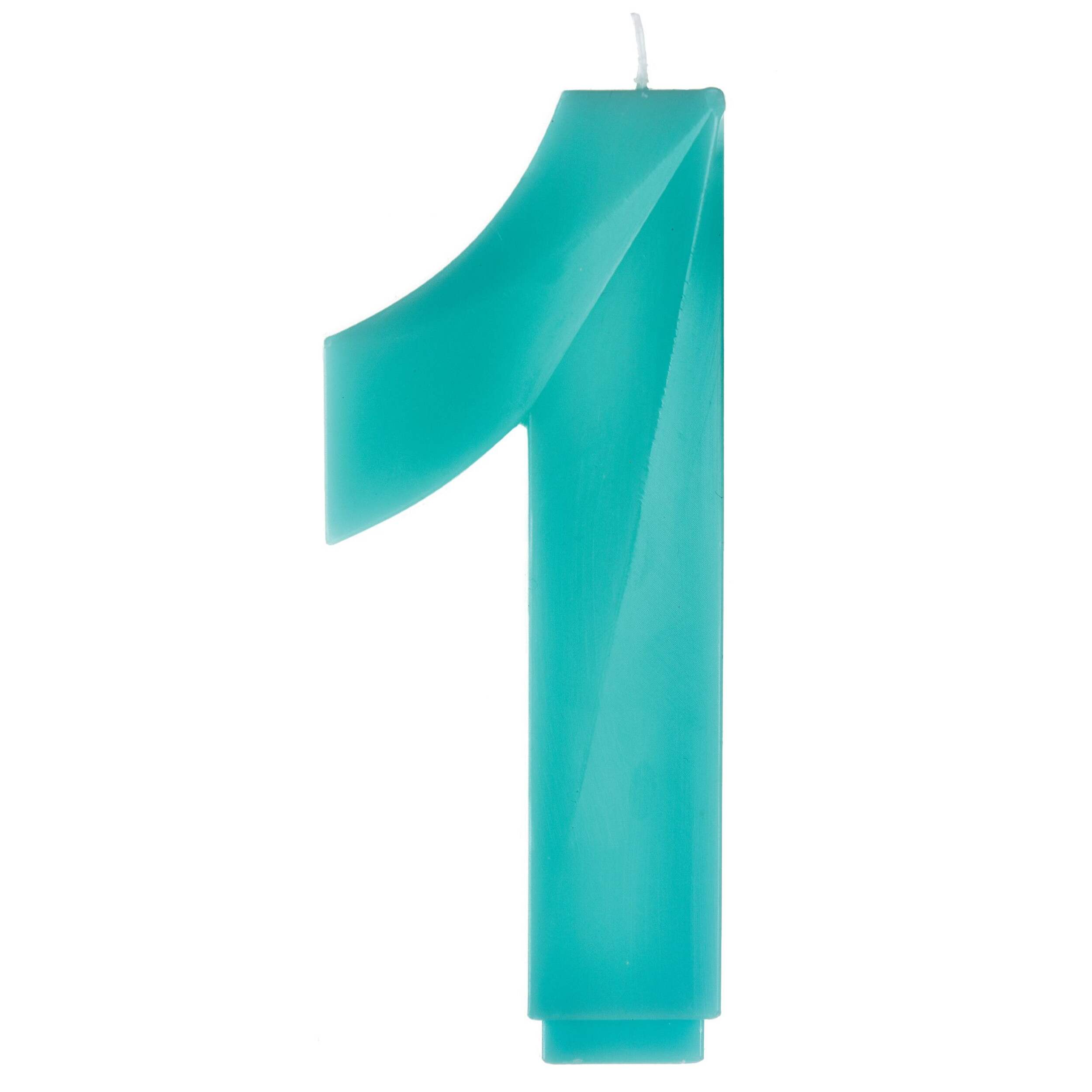 Bright Blue Number 1 Birthday Candle, 5.25-in Front_Flat