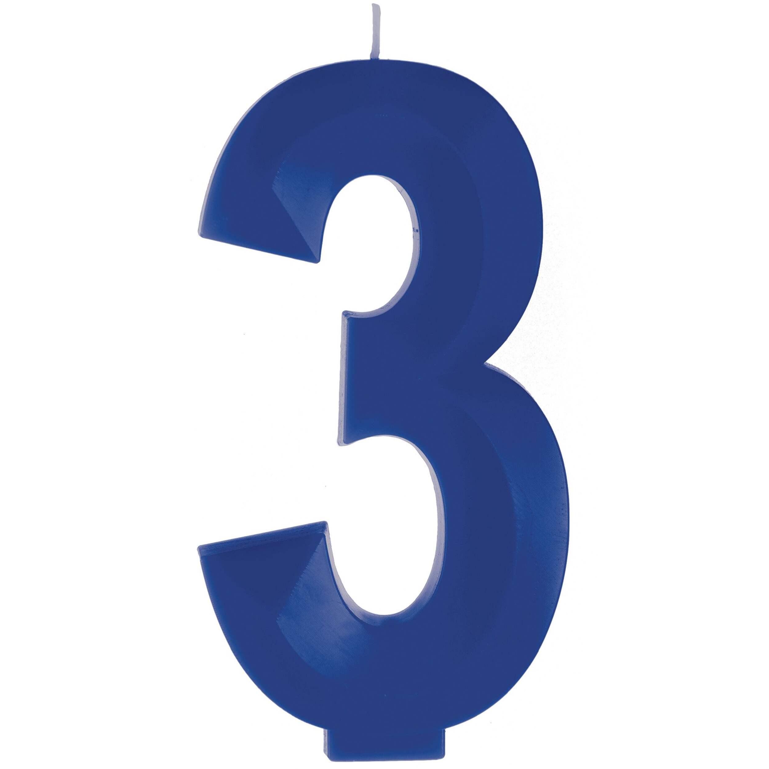 Bright Red Number 3 Birthday Candle, 5.25-in Front_Flat