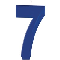 Bright Blue Number 7 Birthday Candle, 5.25-in Front_Flat