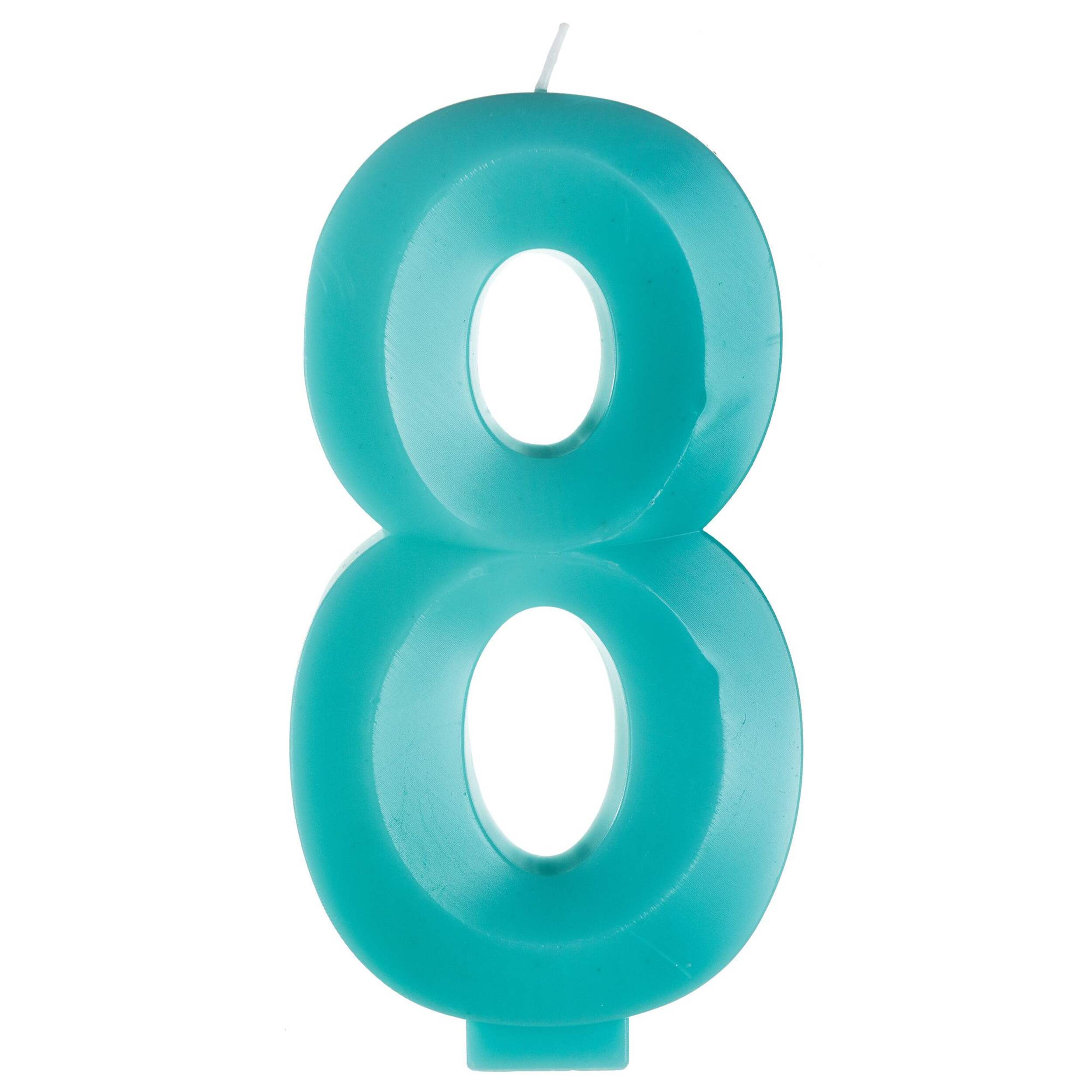 Dark Blue Number 8 Birthday Candle, 5.25-in Front_Flat