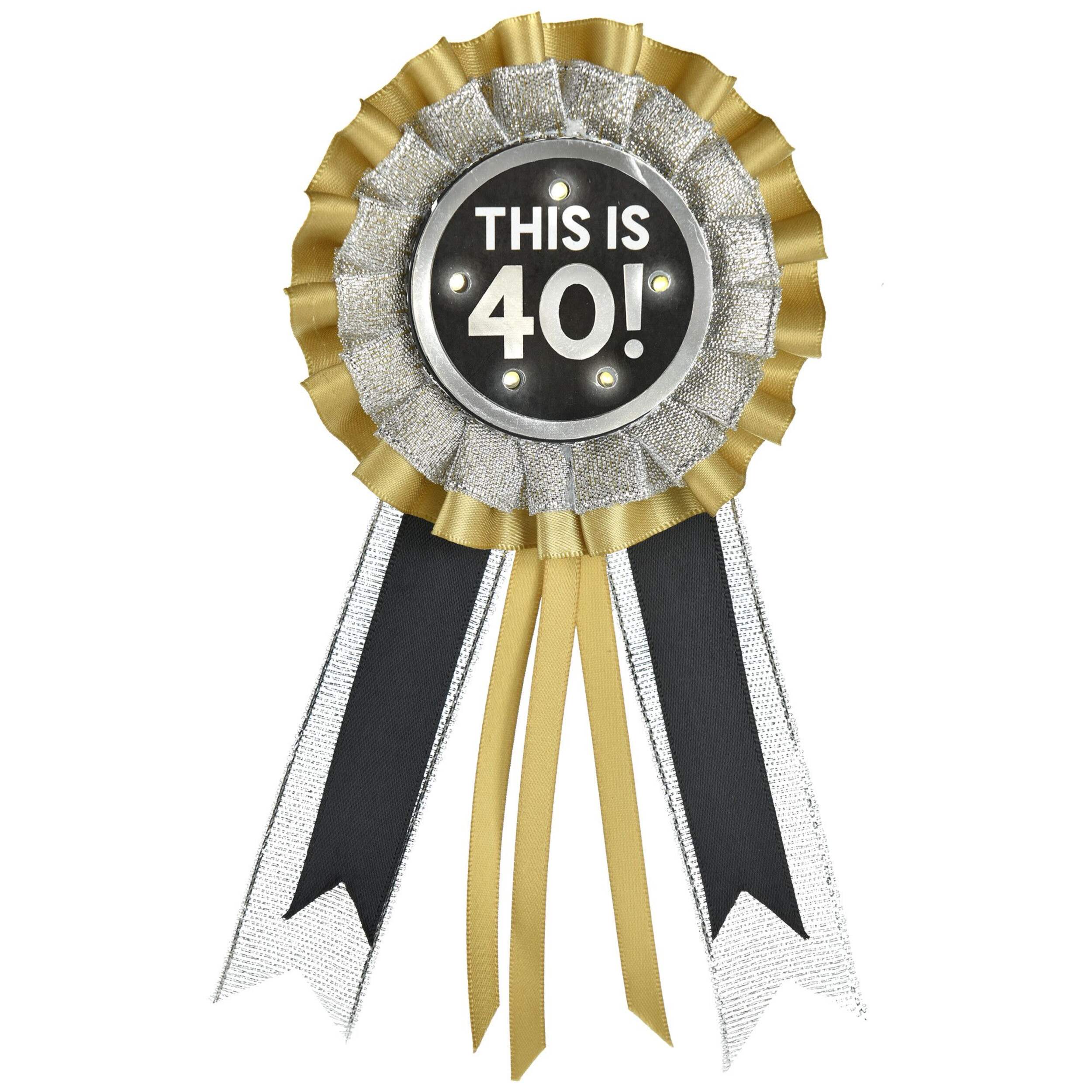 Black & Gold "This is 40" Award Ribbon Front_Flat