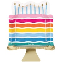 Birthday Vibes Dessert Cake Shaped Disposable Paper Dessert Plate, 7-in