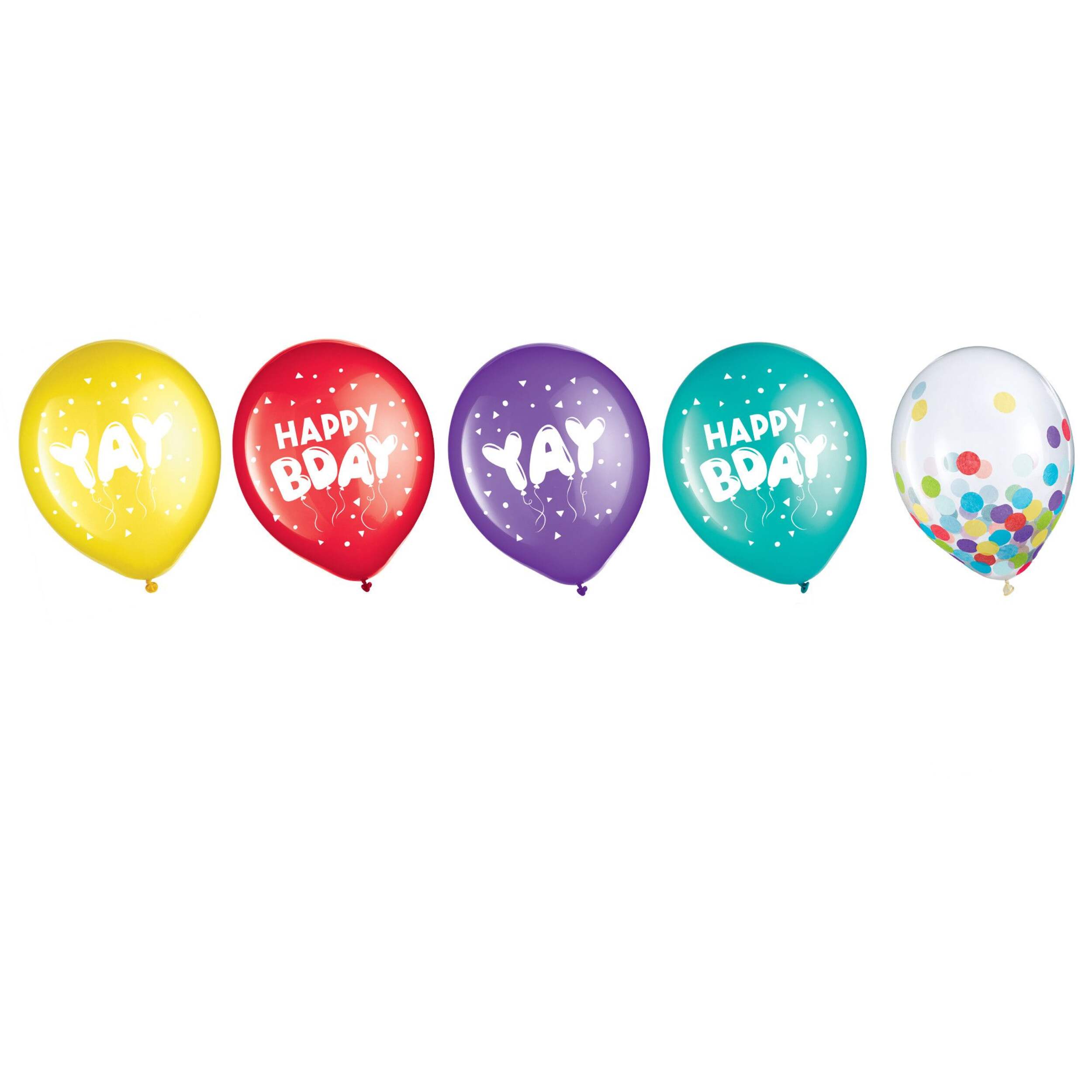 Bright Round Bday Celebration Latex Balloon, 12-in, 20-pk, for Birthday Party Front_Flat
