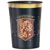 Harry Potter Gryffindor/Hufflepuff/Ravenclaw/Slytherin Plastic Reusable Favour Cup, Black, 16-oz, for Birthday Party Front_Elevated