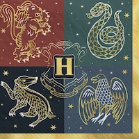 Harry Potter Square Paper Disposable Lunch Napkins, Maroon/Grey/Black/Blue, 6.5-in, 16-pk, 2-ply, for Birthday Party Front_Flat