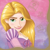 Disney Princess Once Upon A Time RapunzelSquare Paper Disposable Lunch Napkins, Purple, 6.5-in, 16-pk, 2-ply, for Birthday Party Overhead_Flat