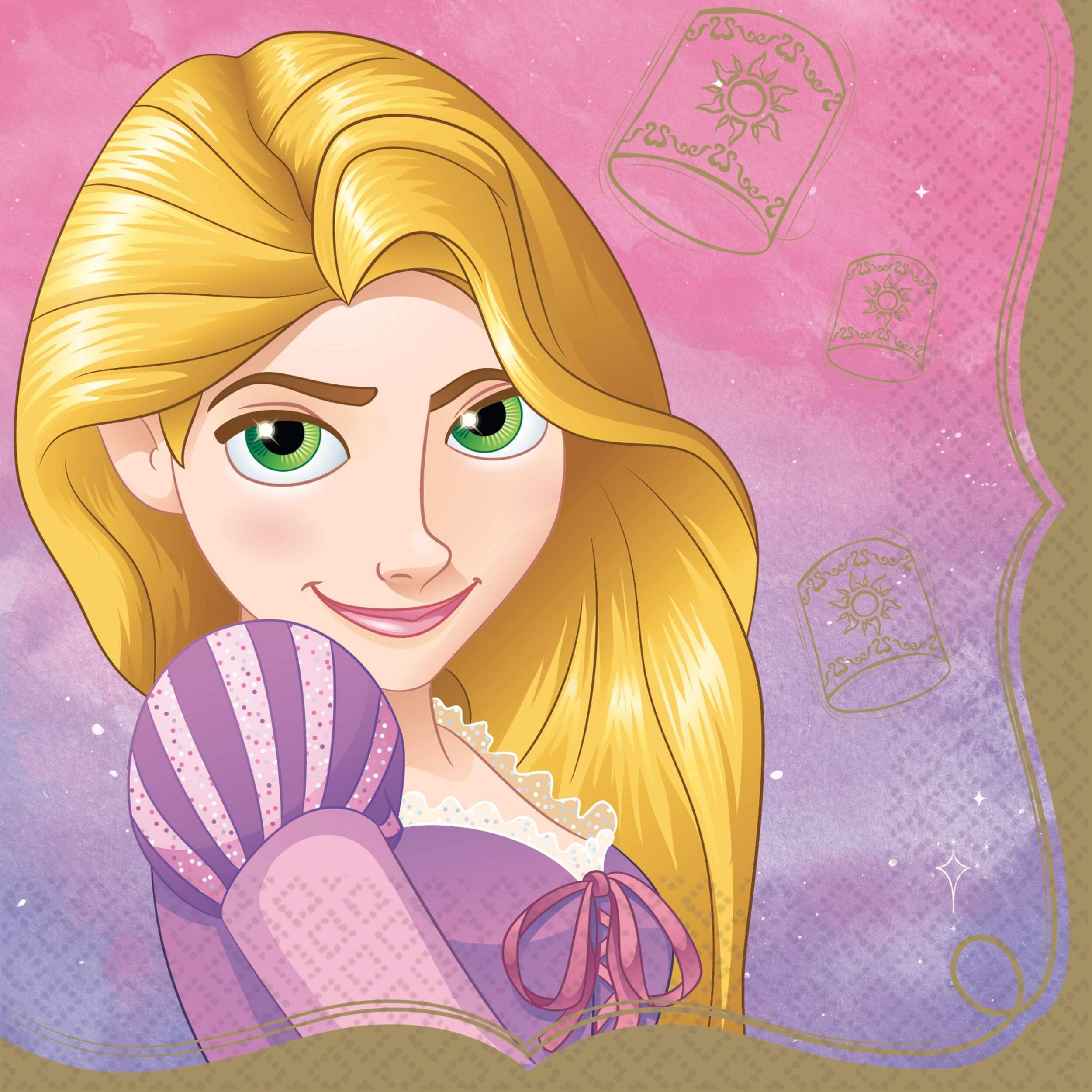 Serviettes de table pour fête d'anniversaire, princesse Raiponce, paq. 16 Overhead_Flat