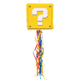 Décoration pinata à ficelle suspendue Nintendo Super Mario Bros Bloc surprise ?, jaune, 10,5 po, peut contenir 2 lb de garniture à pinata, pour fêtes d'anniversaire Front_Flat