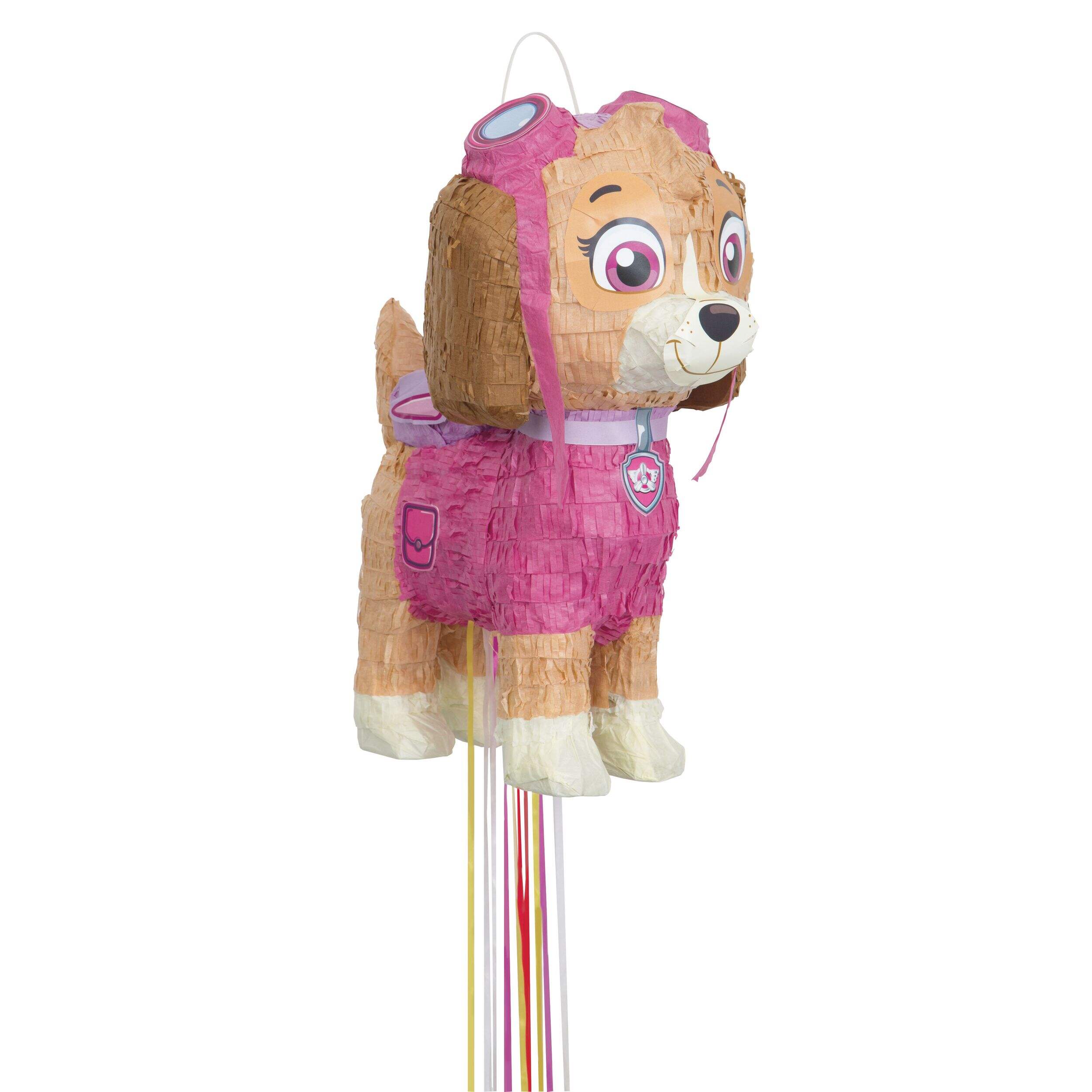 Nickelodeon PAW Patrol Skye Pinata Hanging Pull String Decoration, Pink/Brown, 12-in, Holds 2lb of Pinata Filler, for Birthday Parties Front_Three_Fourths_Angled_Right
