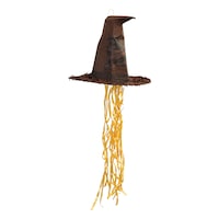 Harry Potter Sorting Wizard Hat Pinata Hanging Pull String Decoration, Brown, 18-in, Holds 2lb of Pinata Filler, for Birthday Parties Front_Flat
