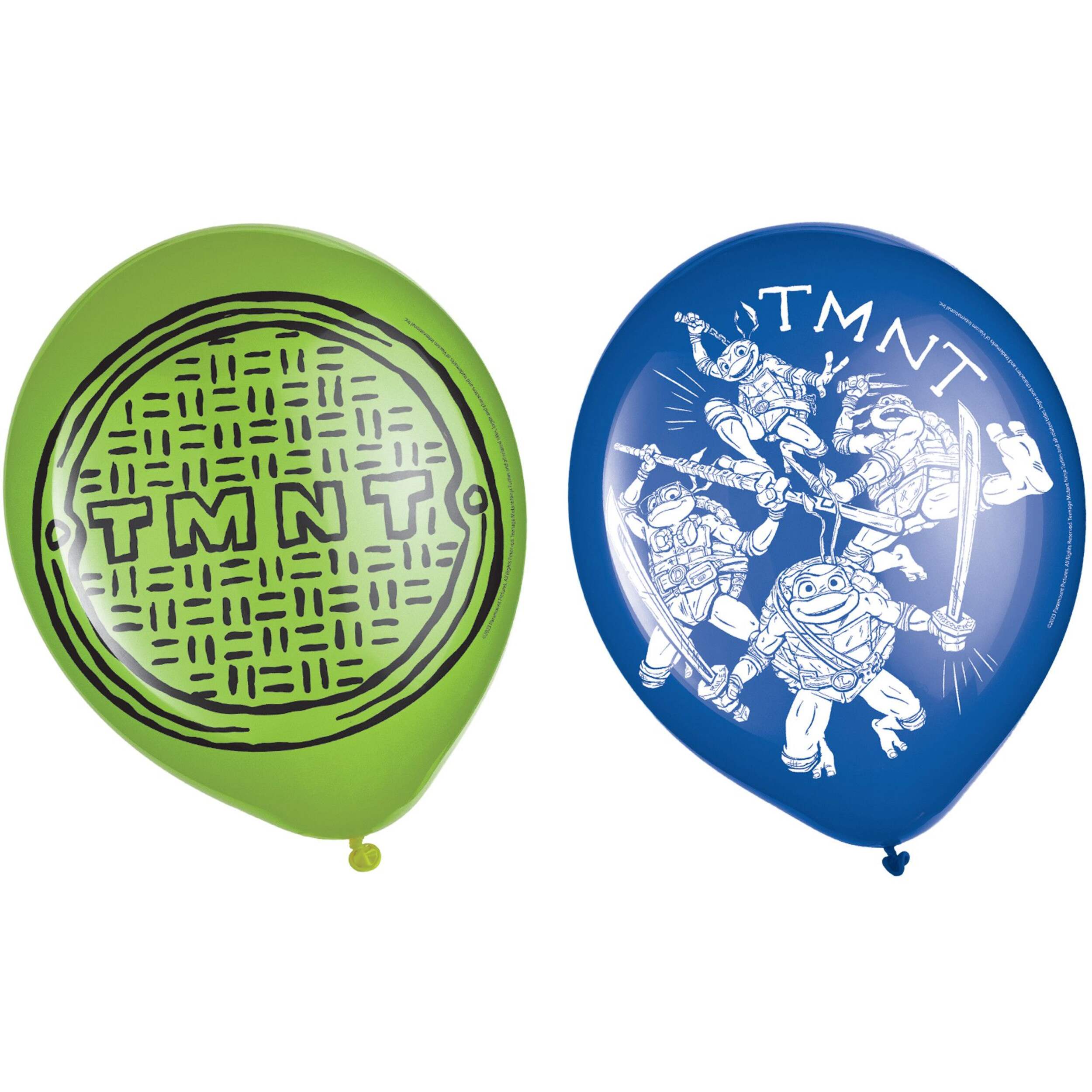 Teenage Mutant Ninja Turtles "TMNT" Round Latex Balloons, Green/Blue, 12-in, 6-pk, for Birthday Party Front_Flat