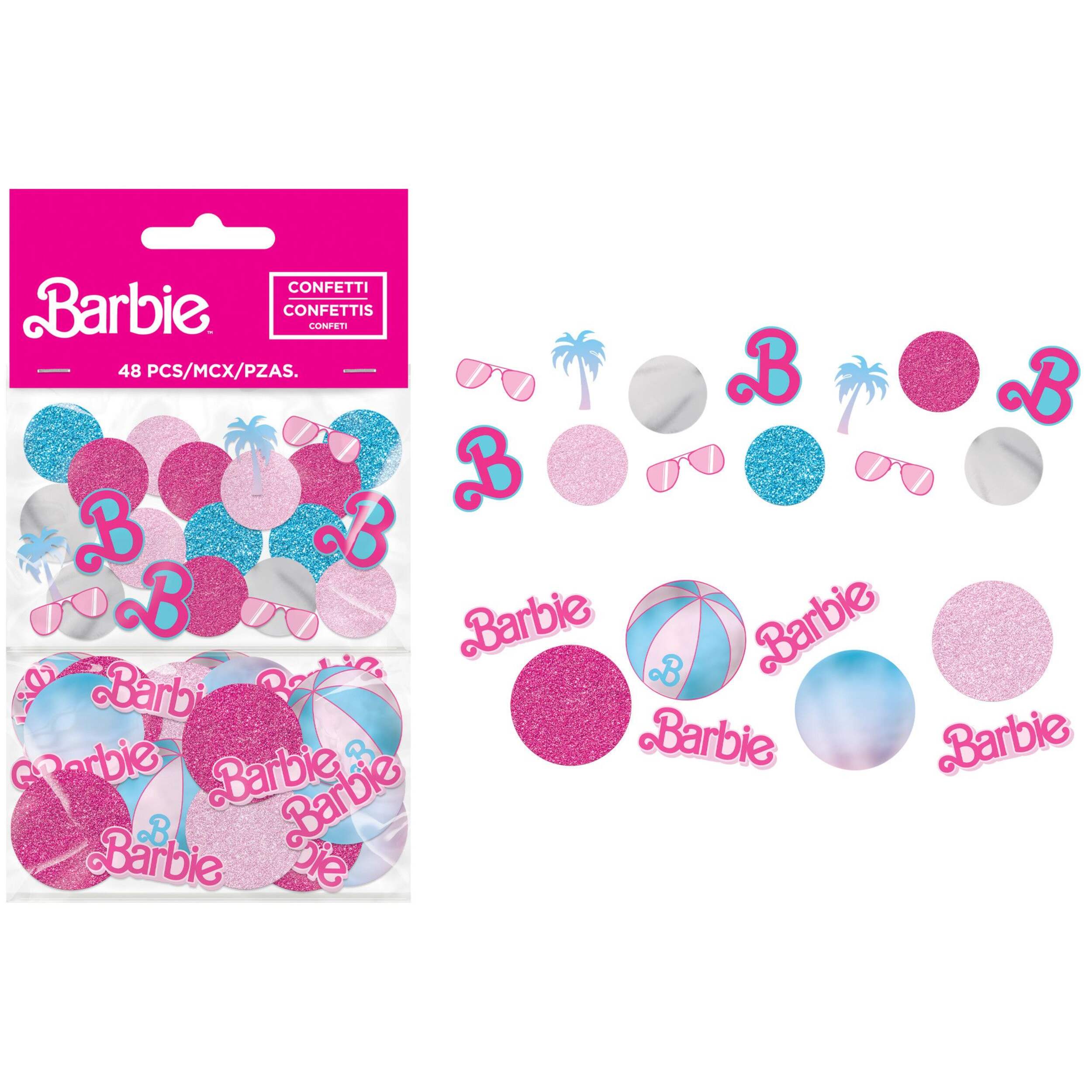 Confettis de table scintillants Malibu Barbie, paq. 48 Front_Flat