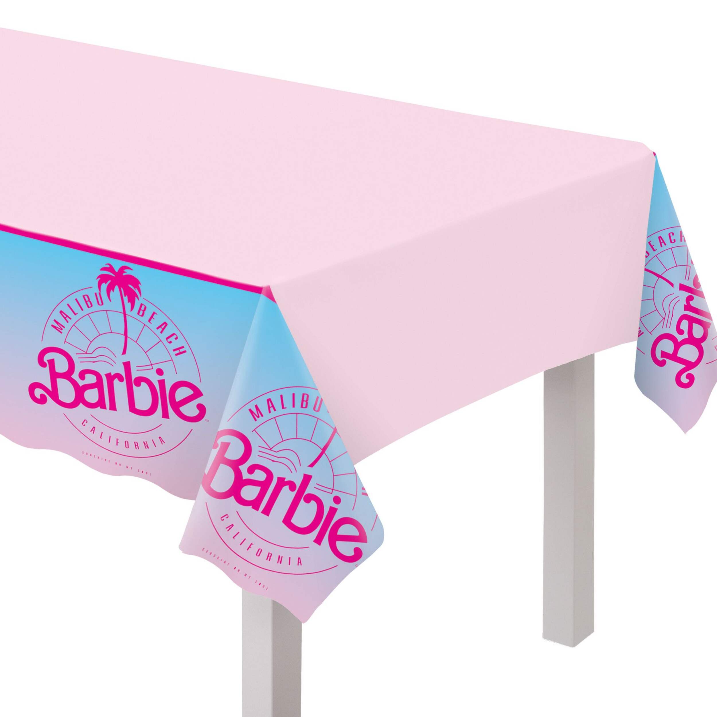 Nappe de table en plastique pour fête d'anniversaire Malibu Barbie, pour l'intérieur et l'extérieur, 54 x 96 po CloseUp