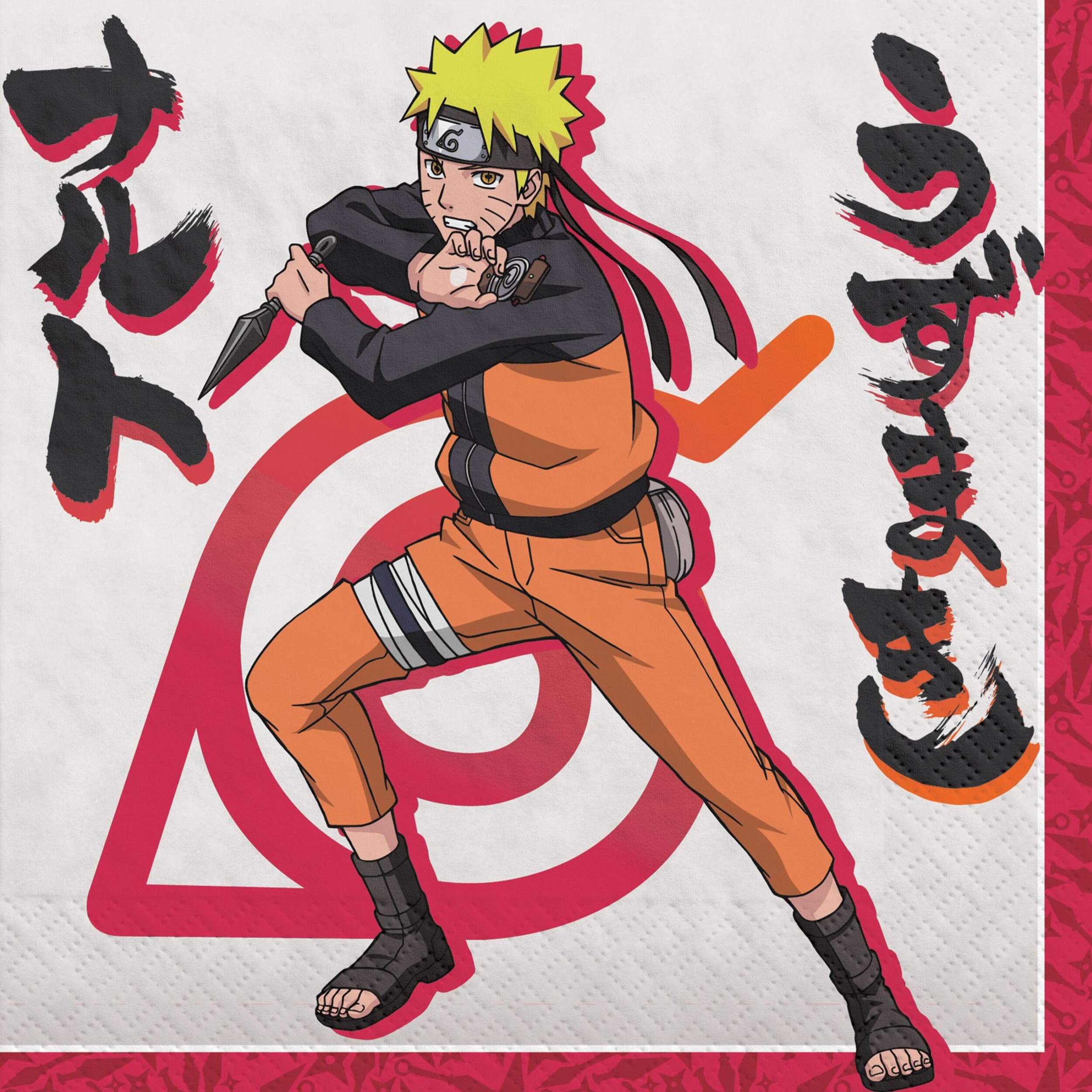 Serviettes de table carrées jetables en papier Naruto, multicolore, 6,5 po, paq. 16, pour fête d'anniversaire Front_Flat