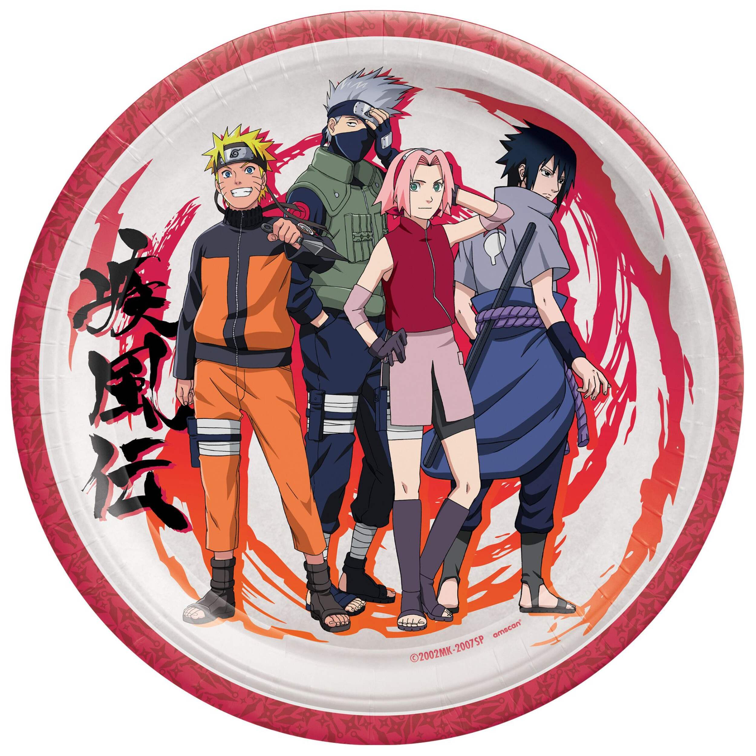 Naruto Round Paper Disposable Plates, Multi-Colour, 9-in, 8-pk, for Birthday Party Overhead_Flat