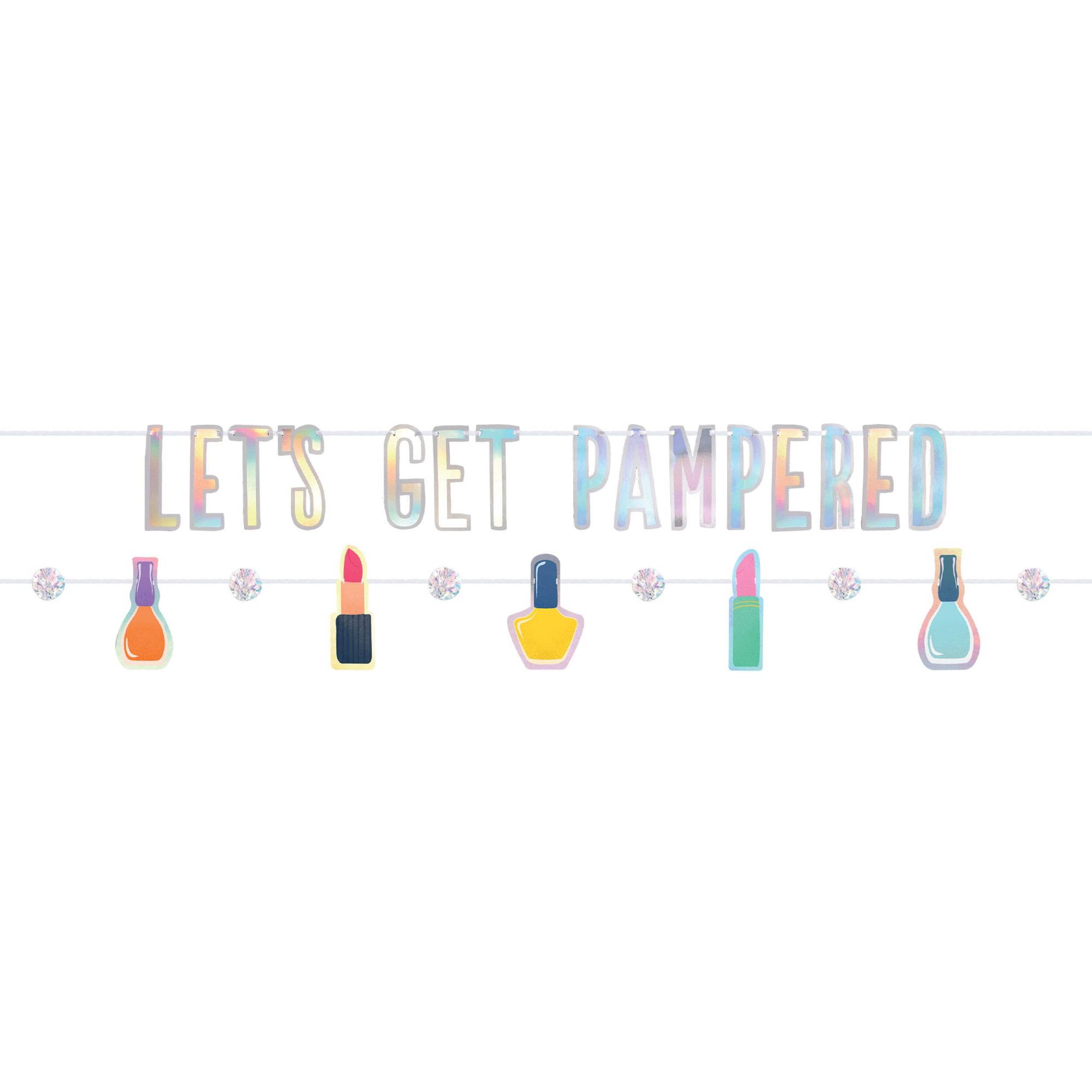 Spa Party 'Let's Get Pampered' Letter Banner Set Front_Flat