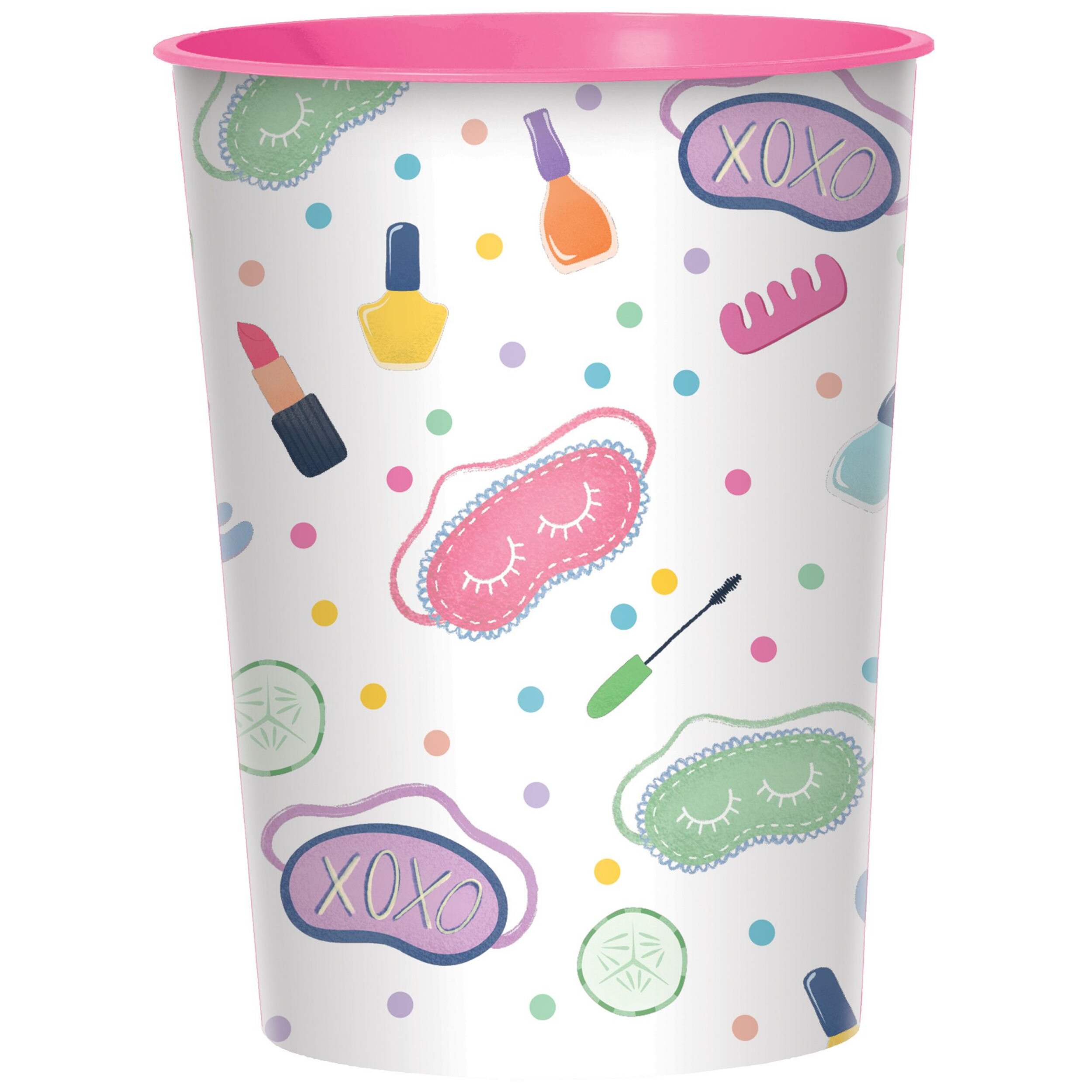 Gobelet en plastique réutilisable Soirée spa, multicolore, 16 oz, pour fête d'anniversaire Front_Elevated