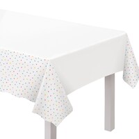 Nappe rectangulaire en plastique réutilisable Soirée spa, violet/rose/vert, 54 x 96 po, pour fête d'anniversaire/enterrement de vie de jeune fille/fête estivale